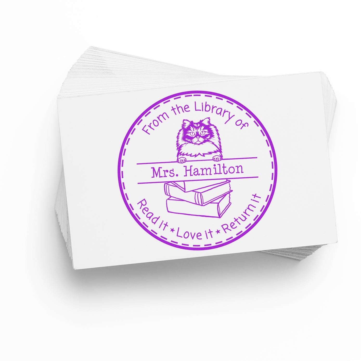 British Longhair Cat Personalized Library Book Stamp