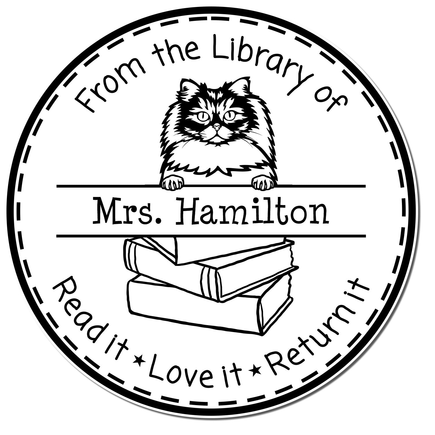 British Longhair Cat Personalized Library Book Stamp