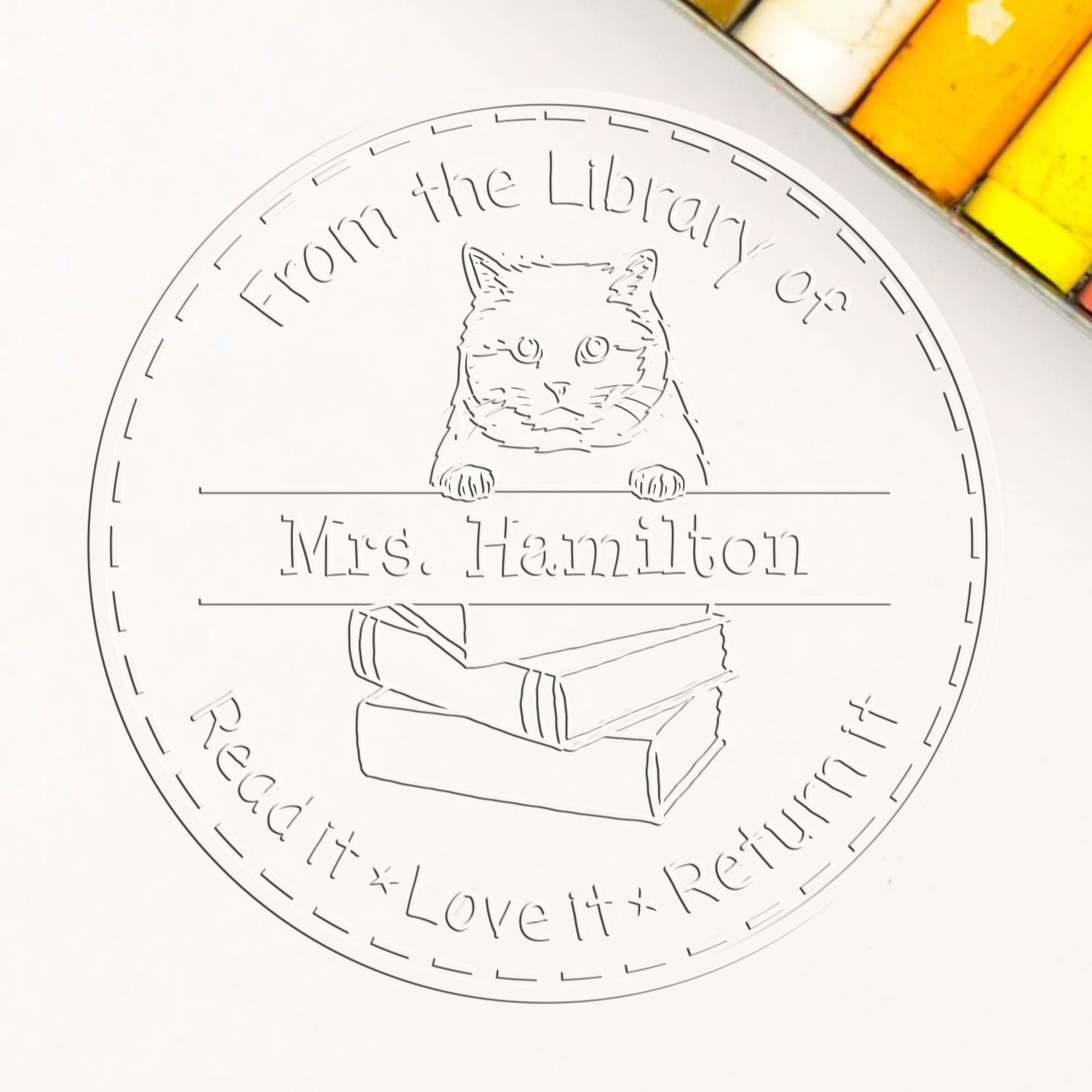 Custom From The Library Of Seal Embosser with British Shorthair Cat