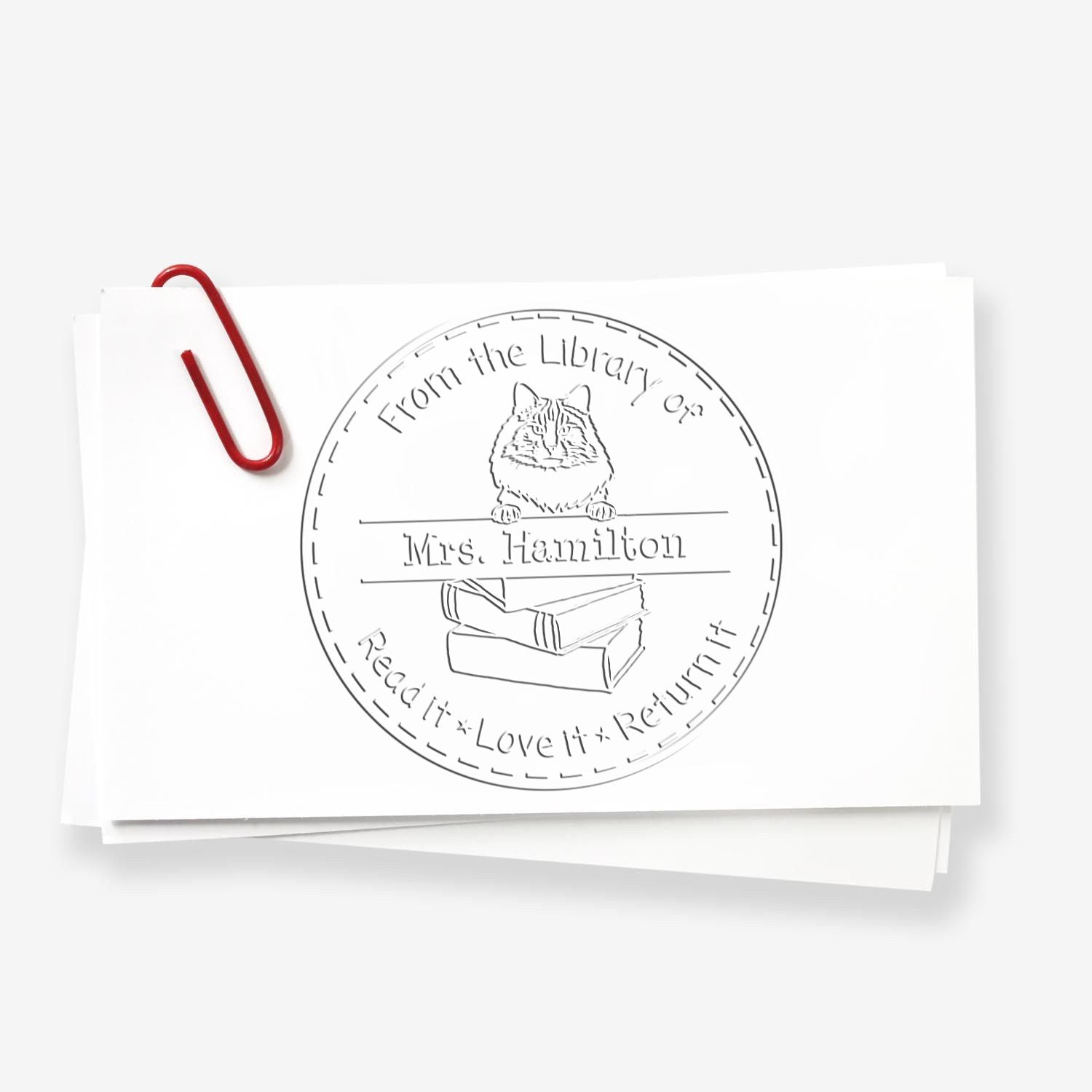 Norwegian Forest Cat Custom Book Reminder Embossing Seal