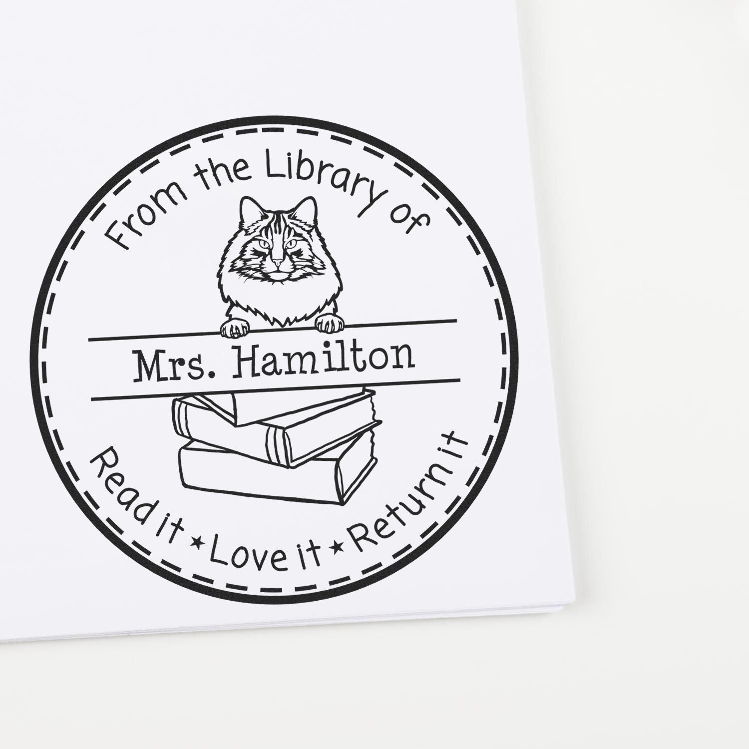 Personalized From The Library Of Stamp with Norwegian Forest Cat