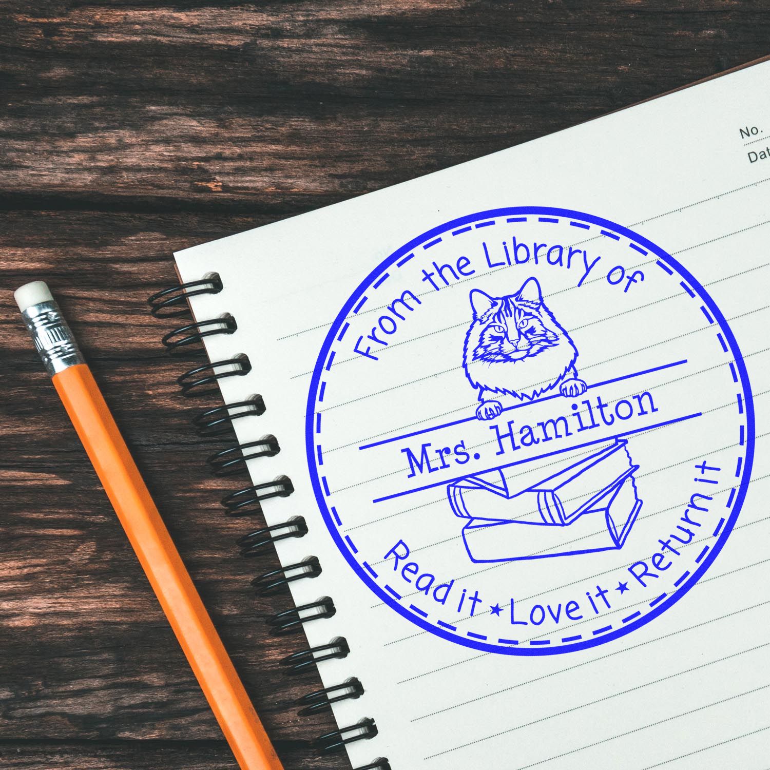 Personalized From The Library Of Stamp with Norwegian Forest Cat