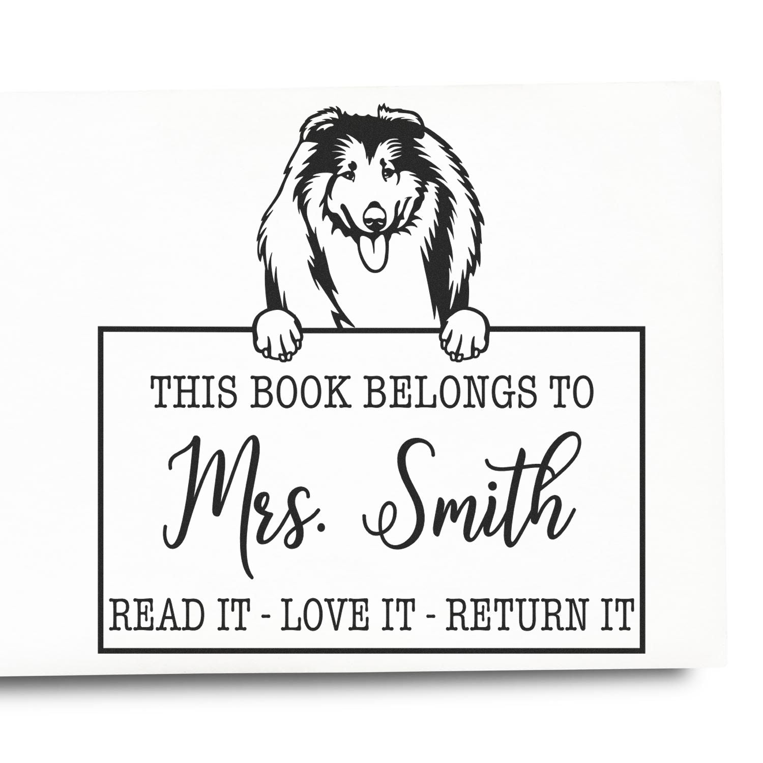 Customized Love Your Library Stamp with Collies - Engineer Seal Stamps