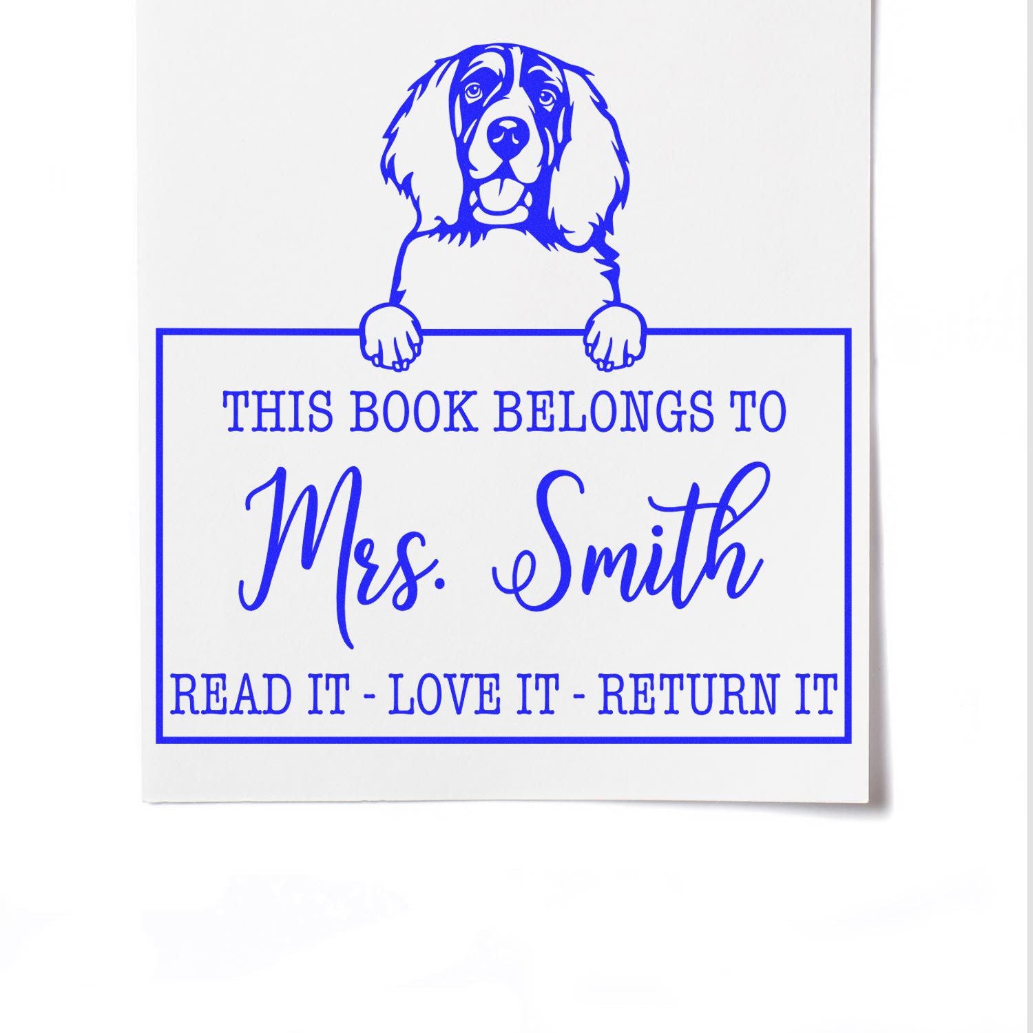 Customized Library Book Check-Out Stamp with English Springer Spaniel - Engineer Seal Stamps