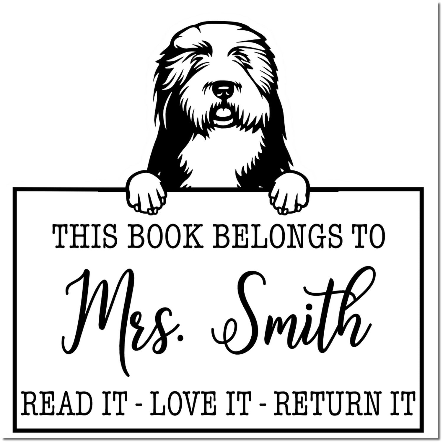 Old English Sheepdogs Customized Pet Book Stamp