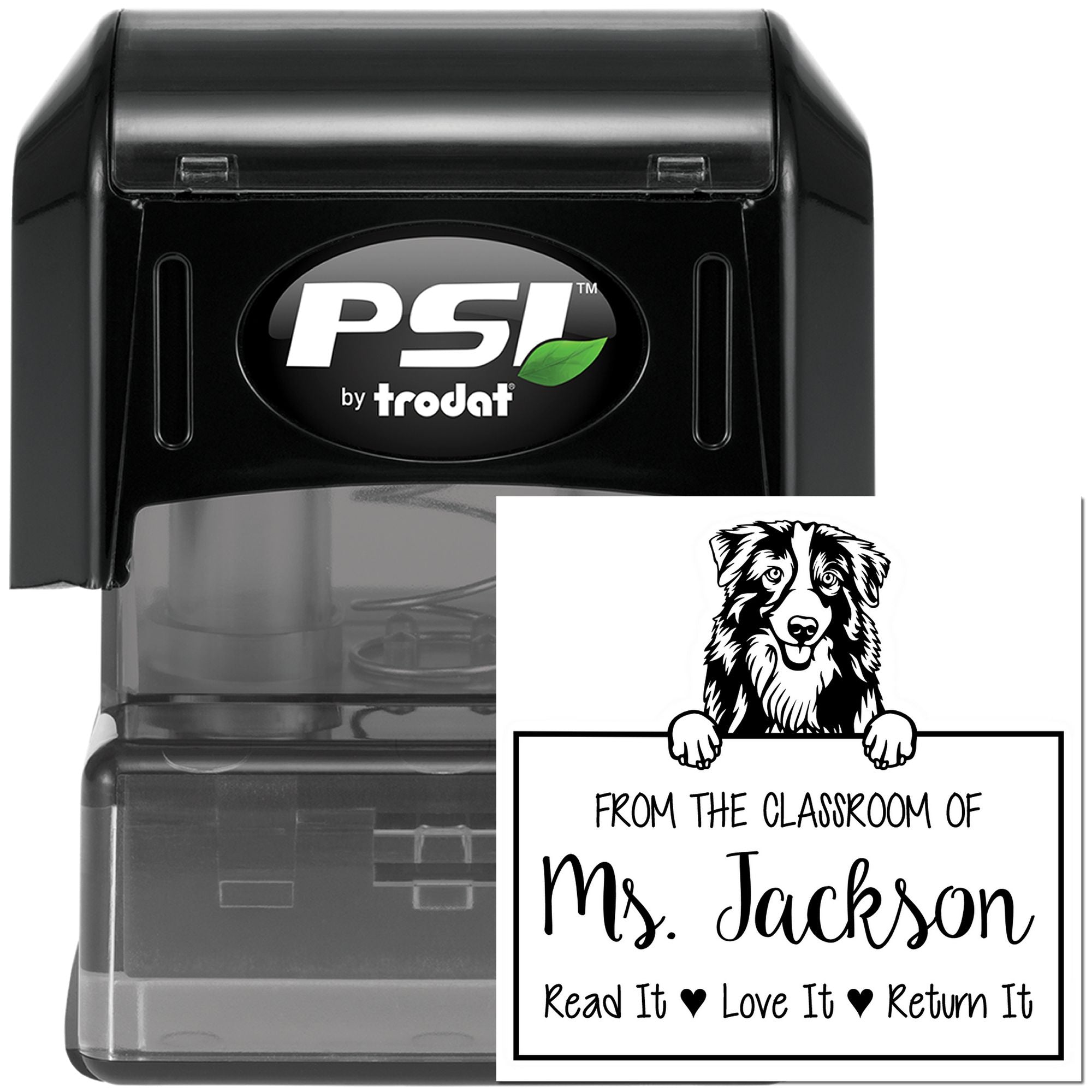 Australian Shepherd Dog Personalized Return Book Stamp - Engineer Seal Stamps