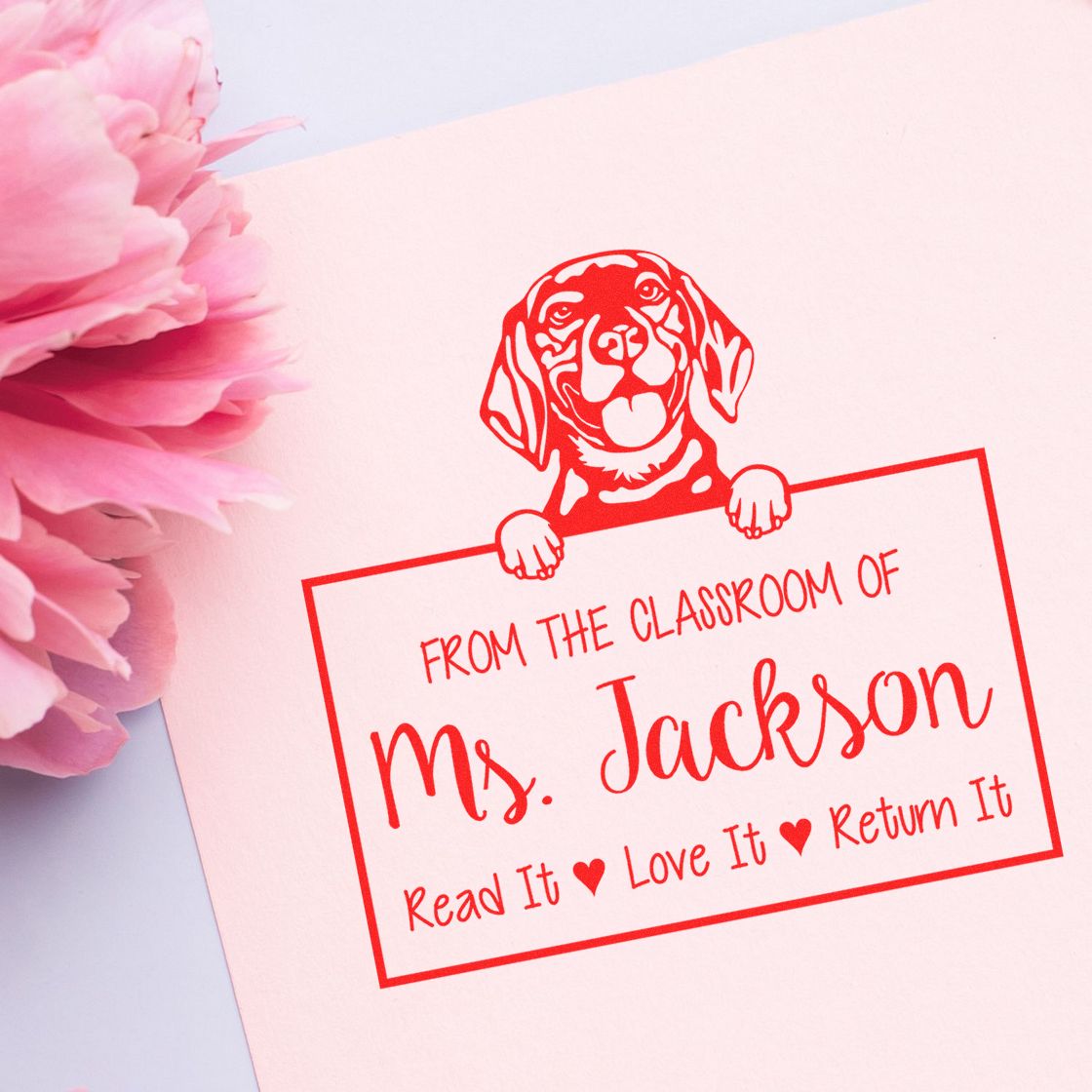 Beagle Dog Personalized Personal Book Return Stamp - Engineer Seal Stamps