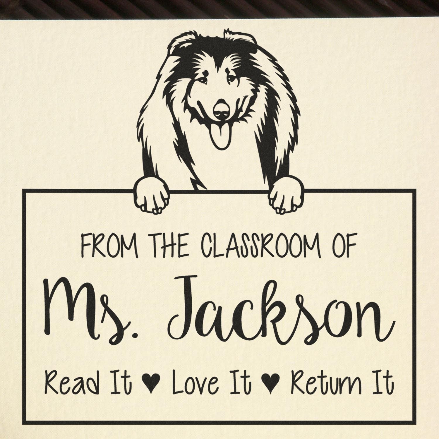 Collies Dog Personalized Teacher's Classroom Stamp - Engineer Seal Stamps