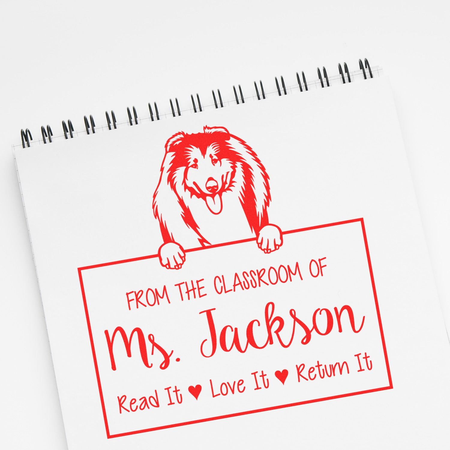 Collies Dog Personalized Teacher's Classroom Stamp - Engineer Seal Stamps