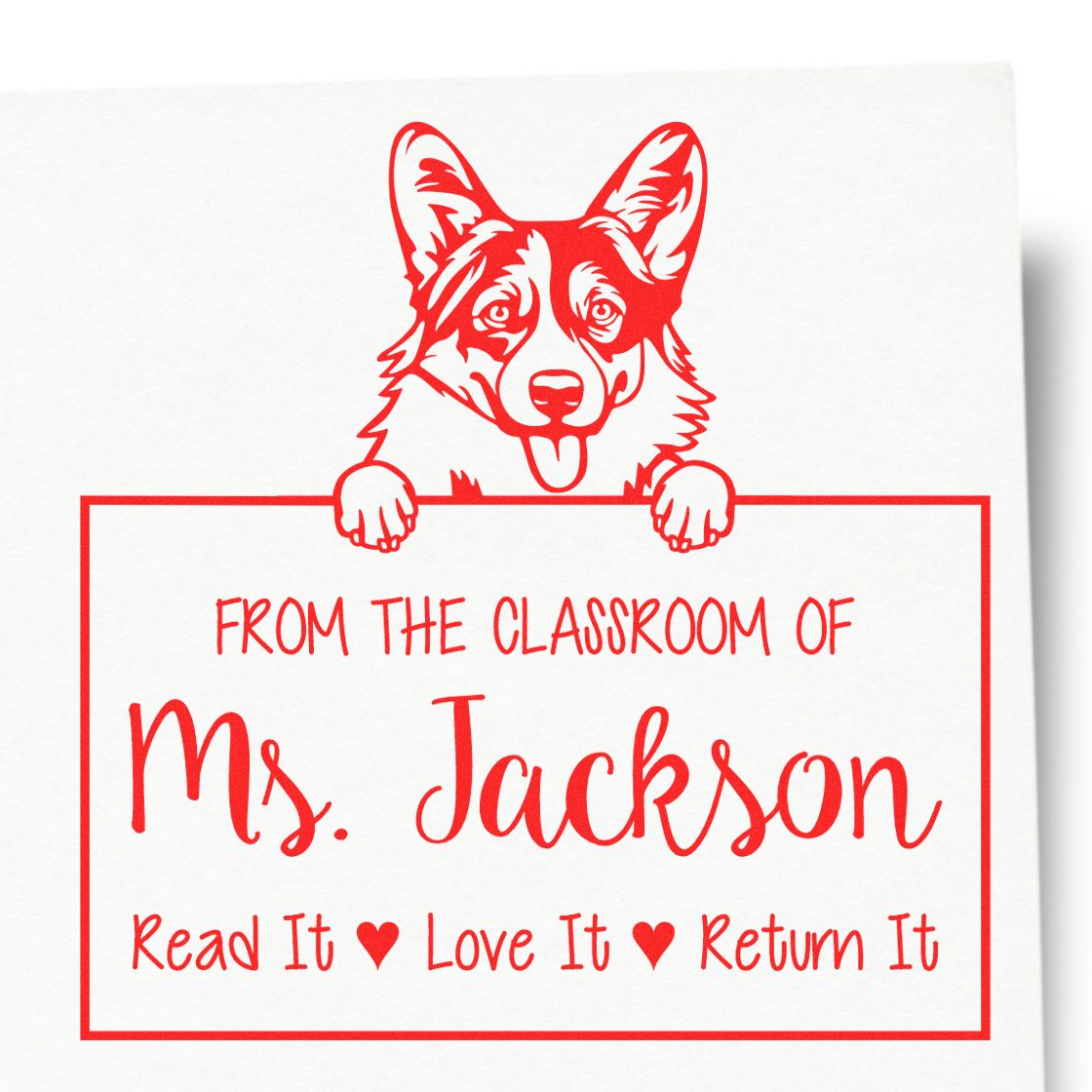 Pembroke Welsh Corgis Customized Book Borrowing Stamp Self-Inking - Engineer Seal Stamps