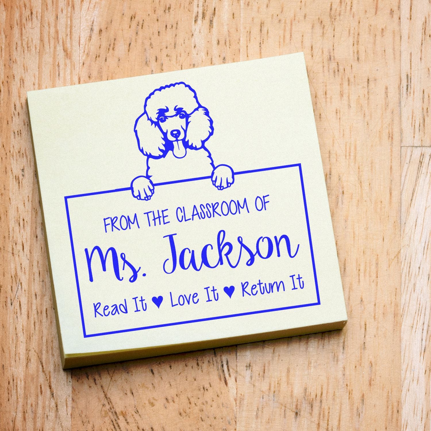 Poodle Dog Personalizable Teacher's Library Stamp - Engineer Seal Stamps