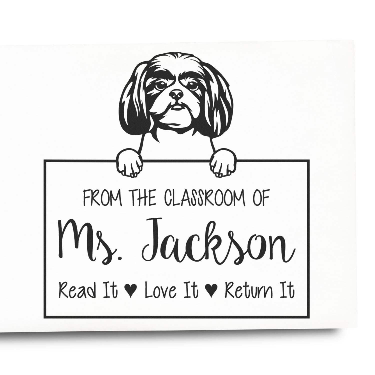 Customizable Classroom Stamp with Shitzu Dog