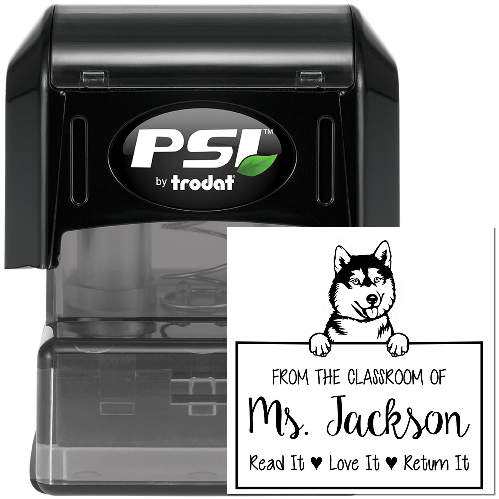 Siberian Husky Dog Personalizable Property Of Library Stamp