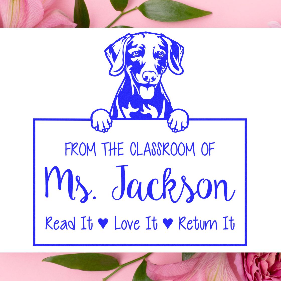 Weimaraner Dog Personalizable School Library Stamp