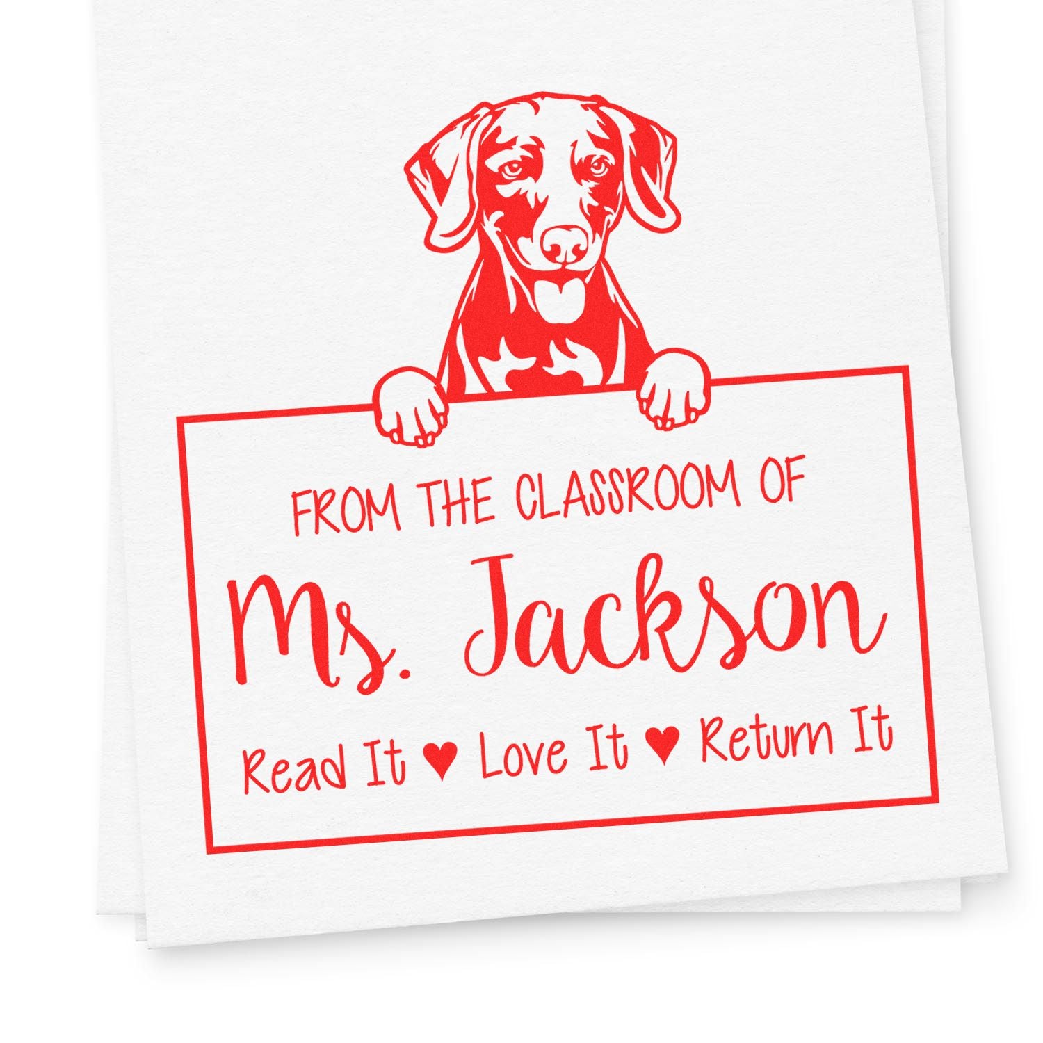 Weimaraner Dog Personalizable School Library Stamp