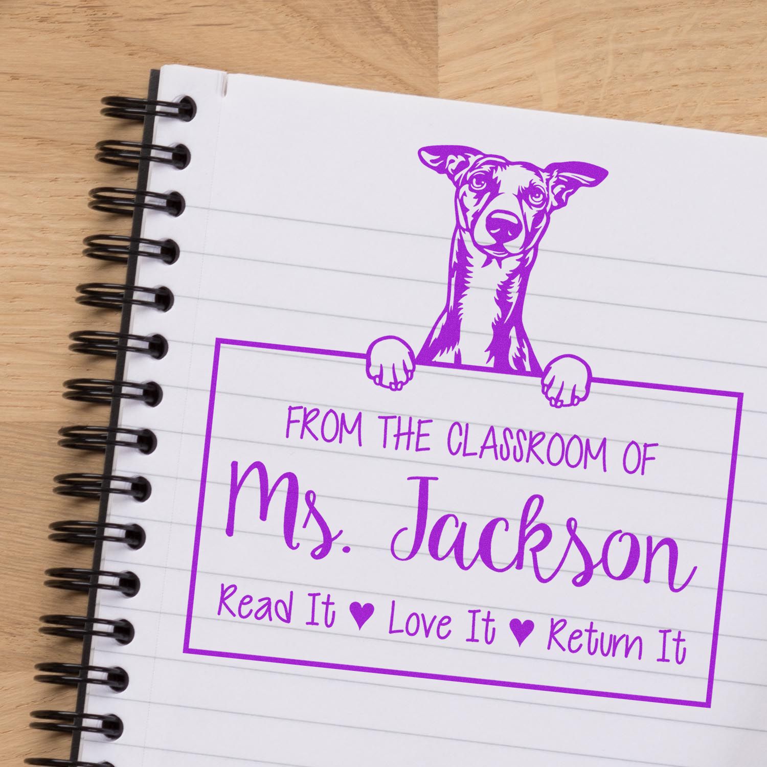 Whippet Dog Personalizable Book Tag Stamp