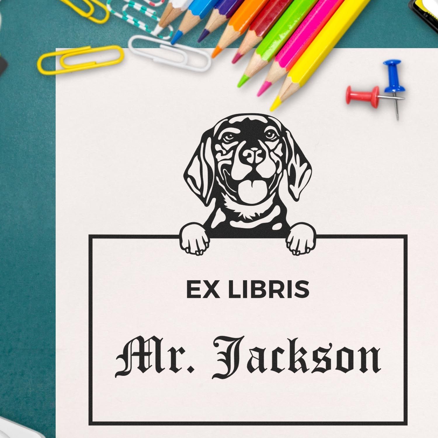 Beagle Custom-Made Ex Libris Custom Book Stamp