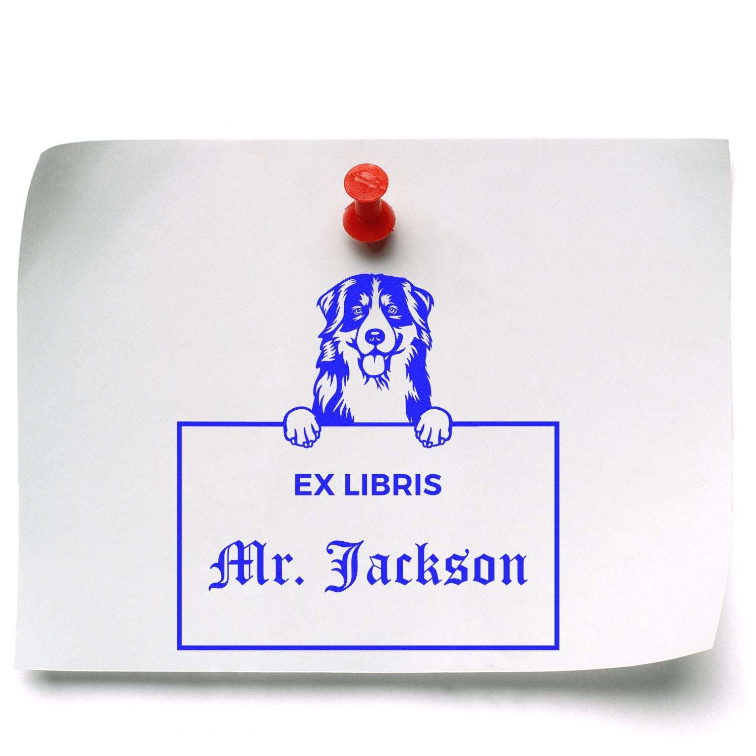 Bernese Mountain Customizable Dog Themed Ex Libris Book Label Stamp - Engineer Seal Stamps