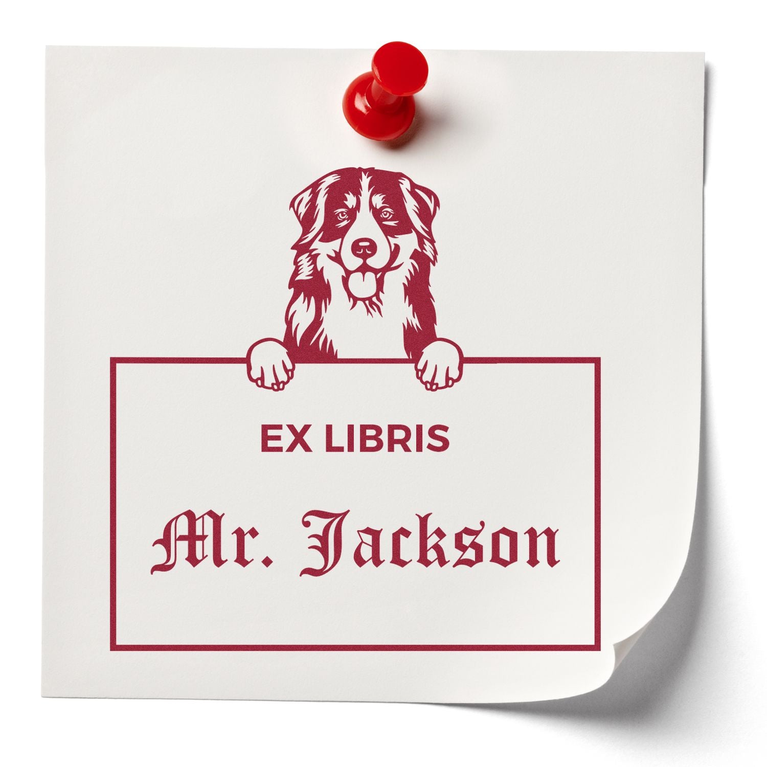 Bernese Mountain Customizable Dog Themed Ex Libris Book Label Stamp - Engineer Seal Stamps