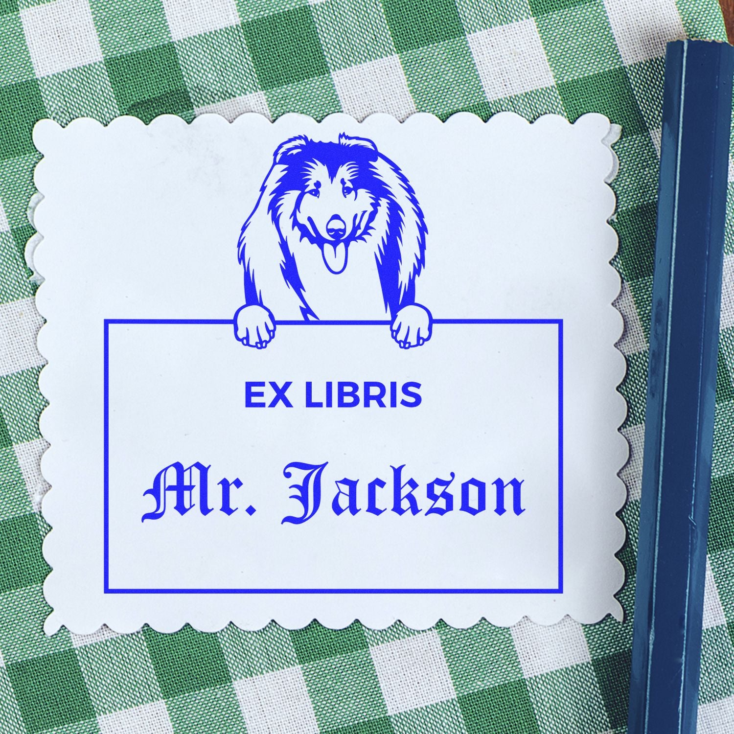 Made-to-Order Ex Libris Library Book Stamp with Collies - Engineer Seal Stamps