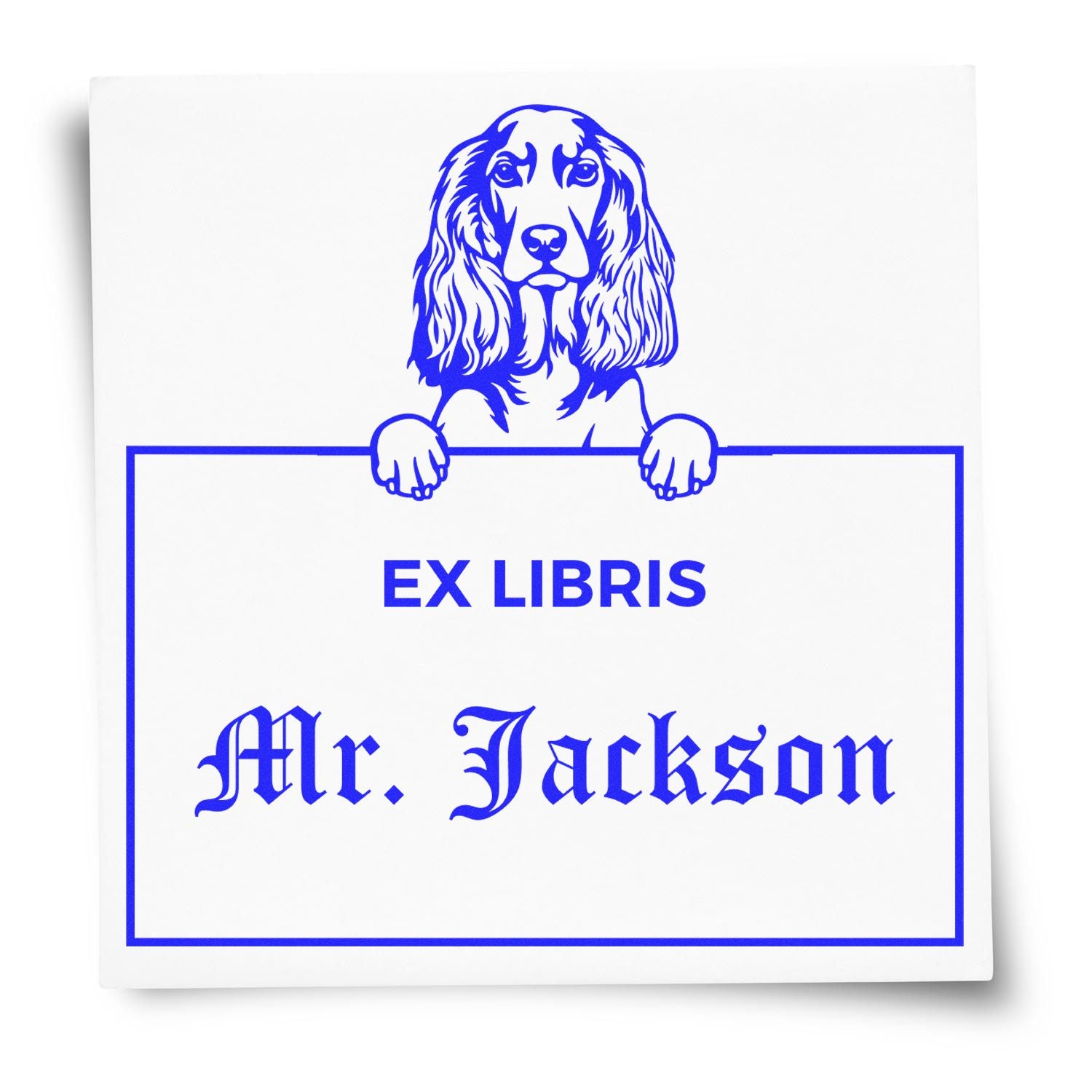 Made-to-Order ExLibris Stamp with English Cocker Spaniel - Engineer Seal Stamps