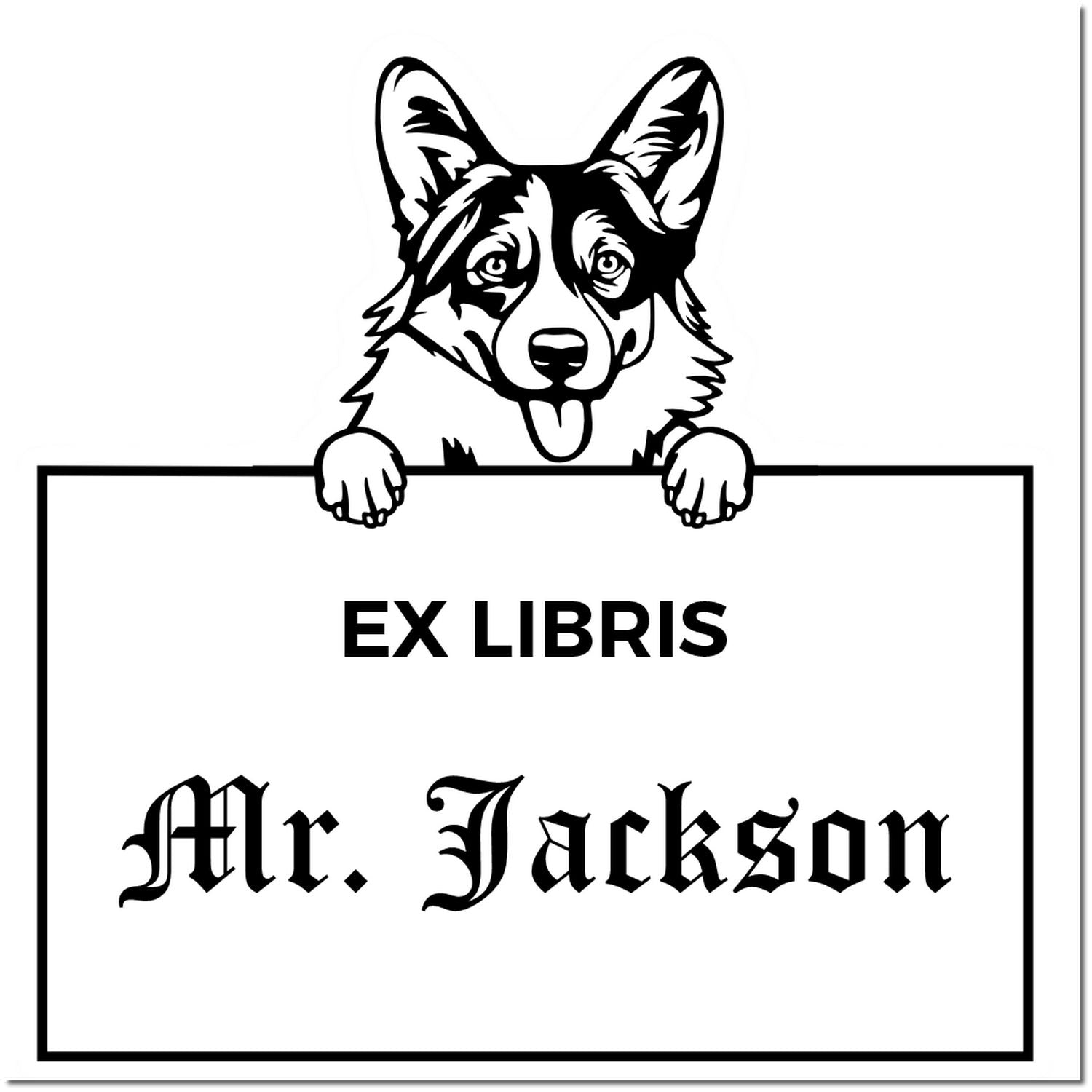 Pembroke Welsh Corgis Custom-Made Dog Ex Libris Design Stamp