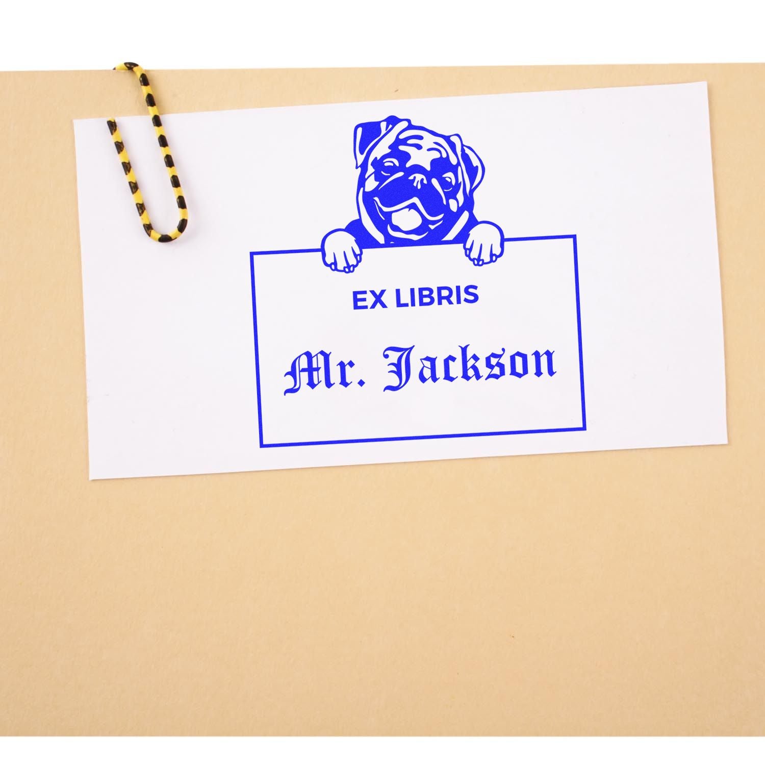 Customizable Ex Libris Classroom Stamper with Pug - Engineer Seal Stamps
