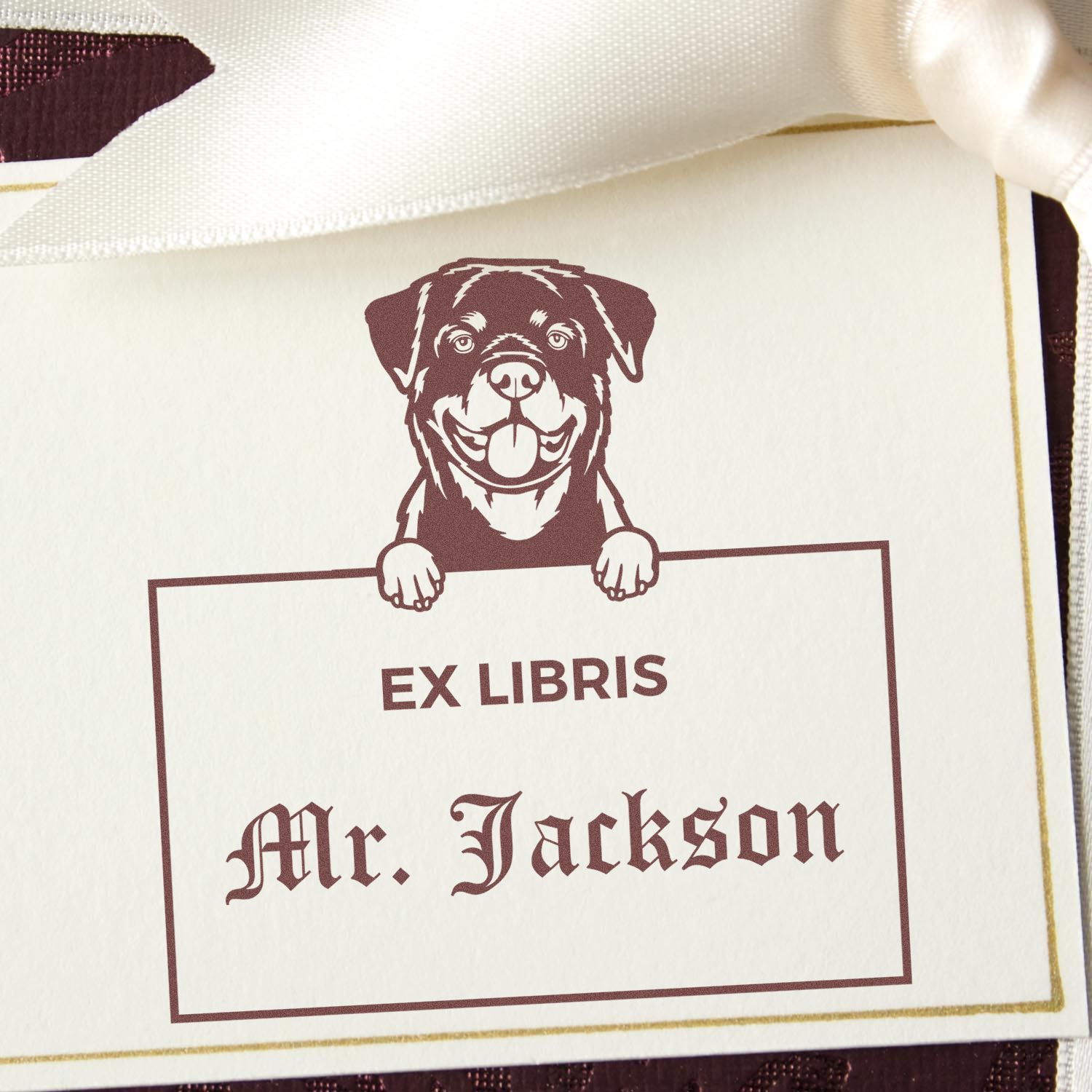 Customizable Ex Libris Teacher Stamp with Rottweiler - Engineer Seal Stamps
