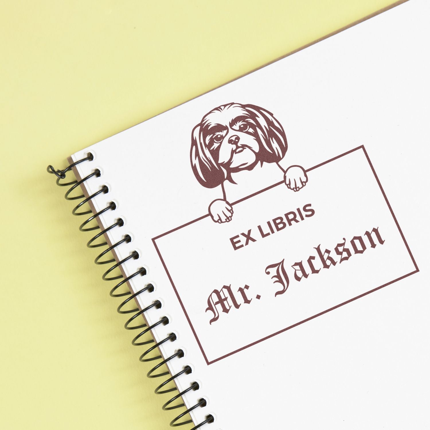 Customizable Ex Libris Library Book Stamp with Shitzu