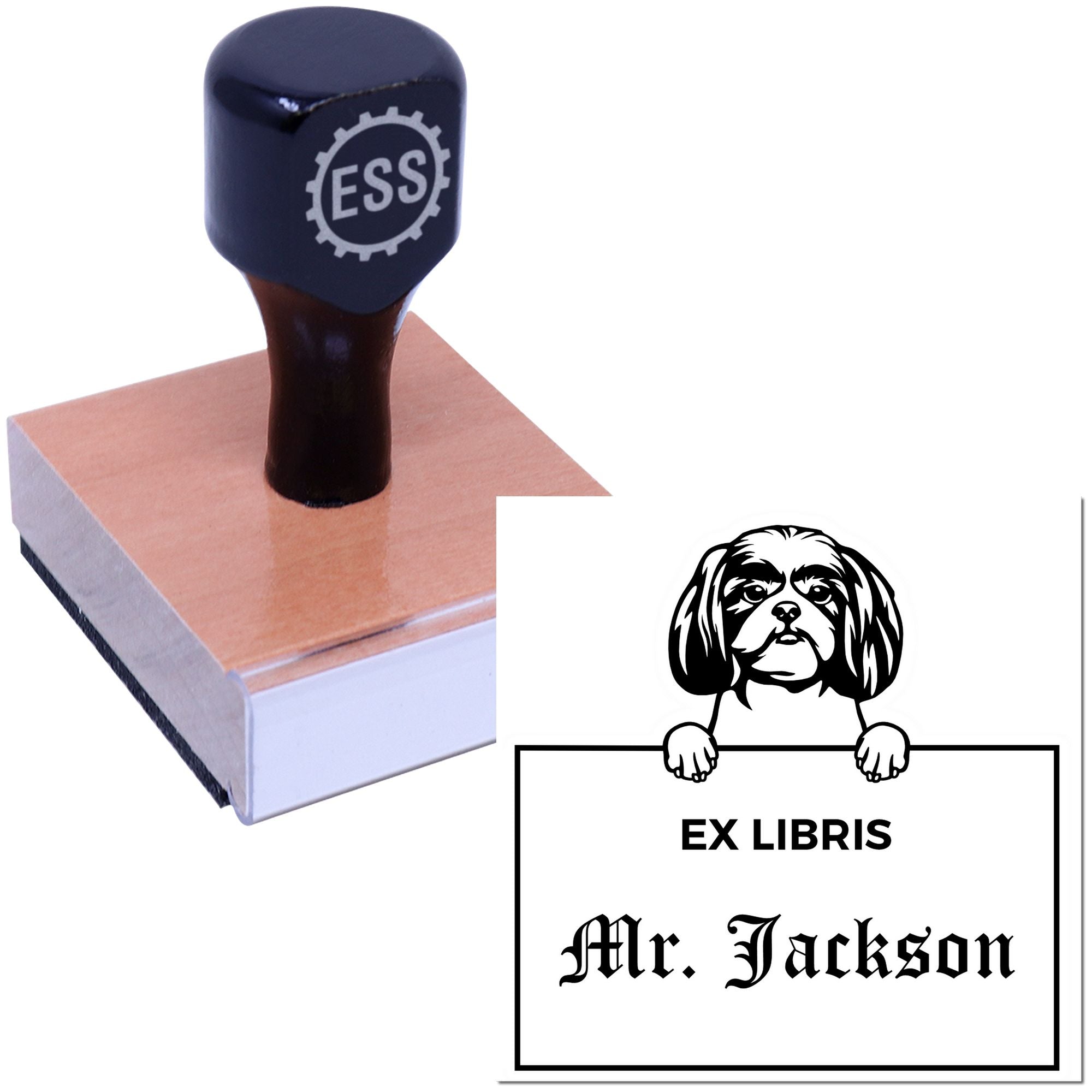 Shitzu Custom Puppy Themed Ex Libris Design Stamp