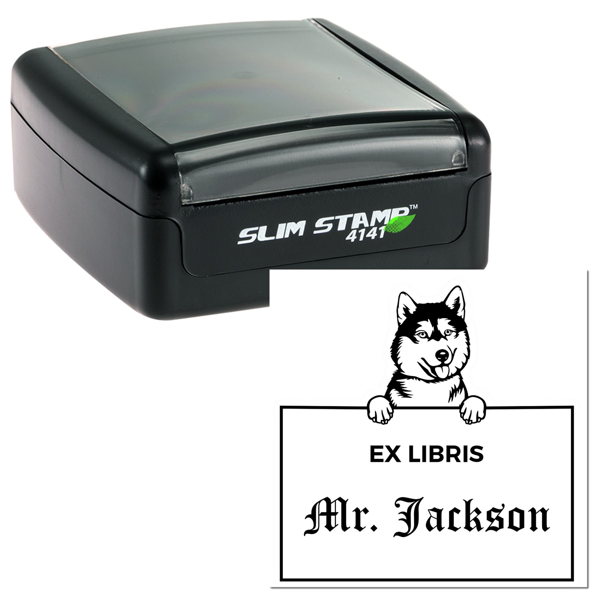 Siberian Husky Custom Ex Libris Book Stamp