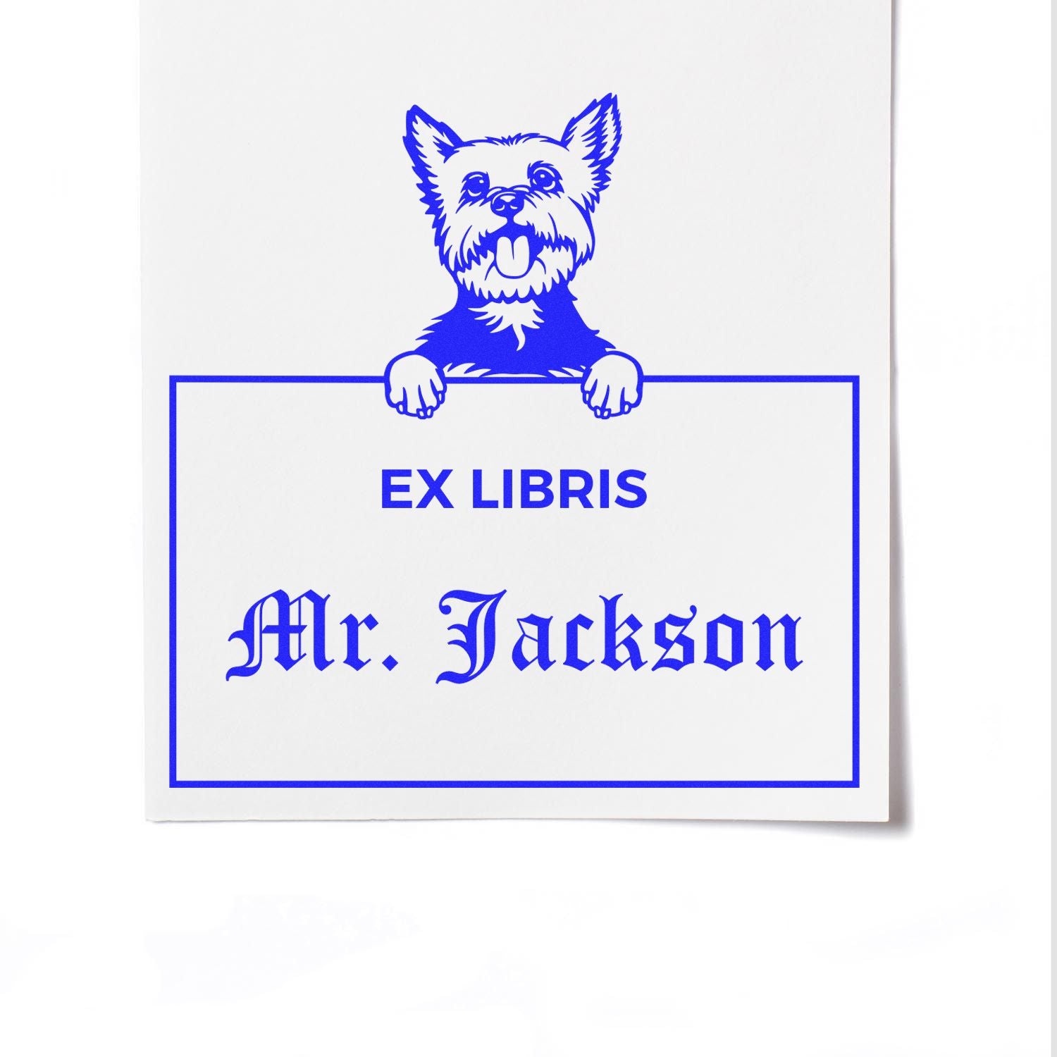 Yorkie Custom Ex Libris Reading Stamp