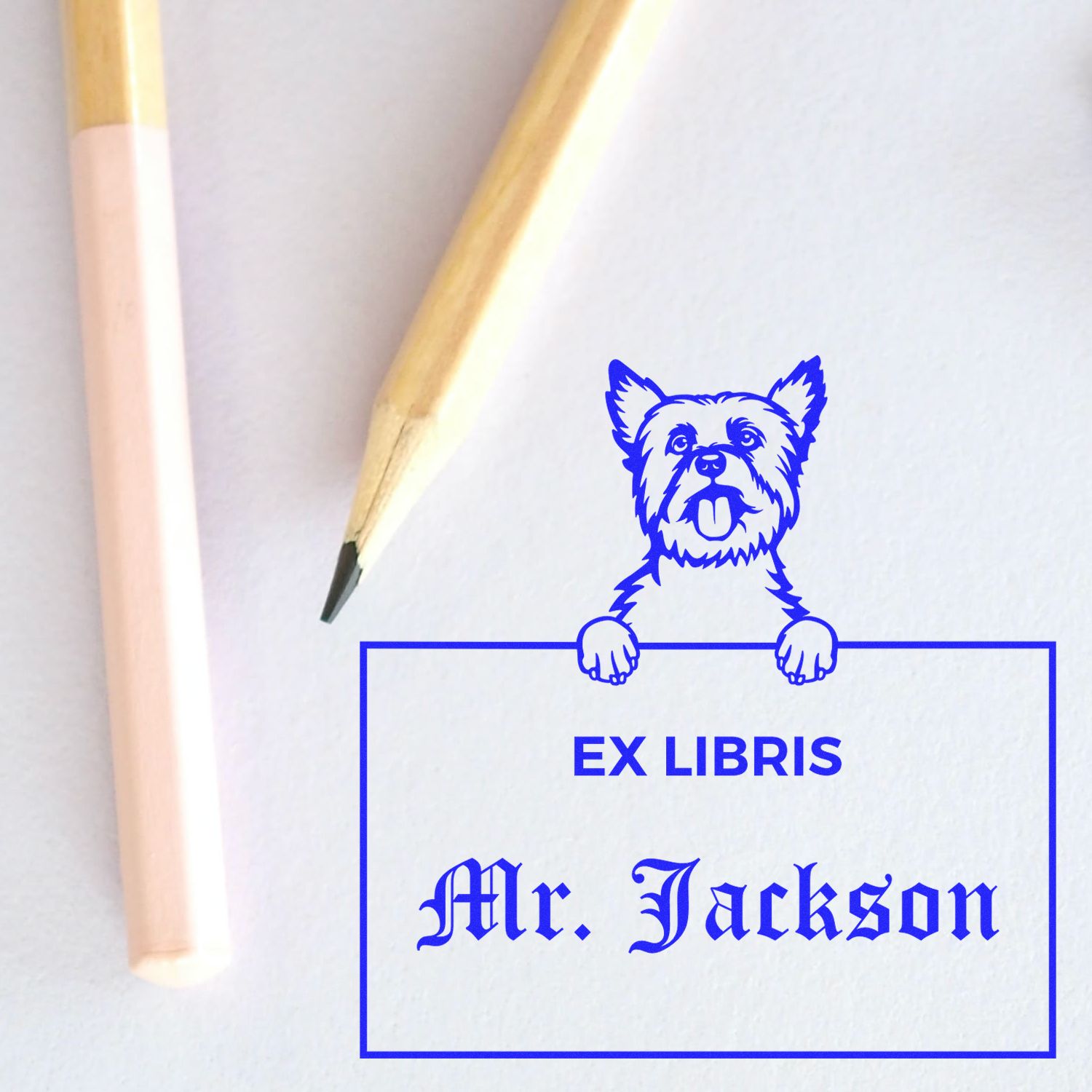 Yorkshire Terrier Custom Ex Libris Reading Stamper