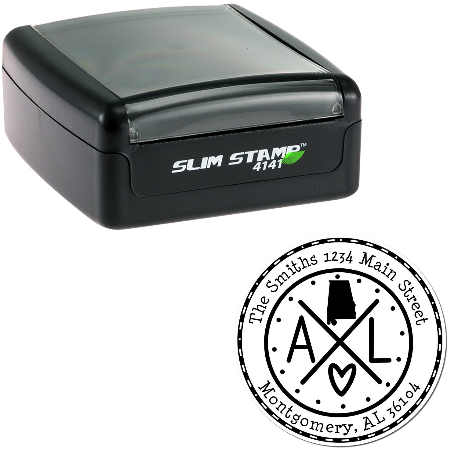 Slim Alabama State Cross Custom Address Label Pre-Inked Stamp