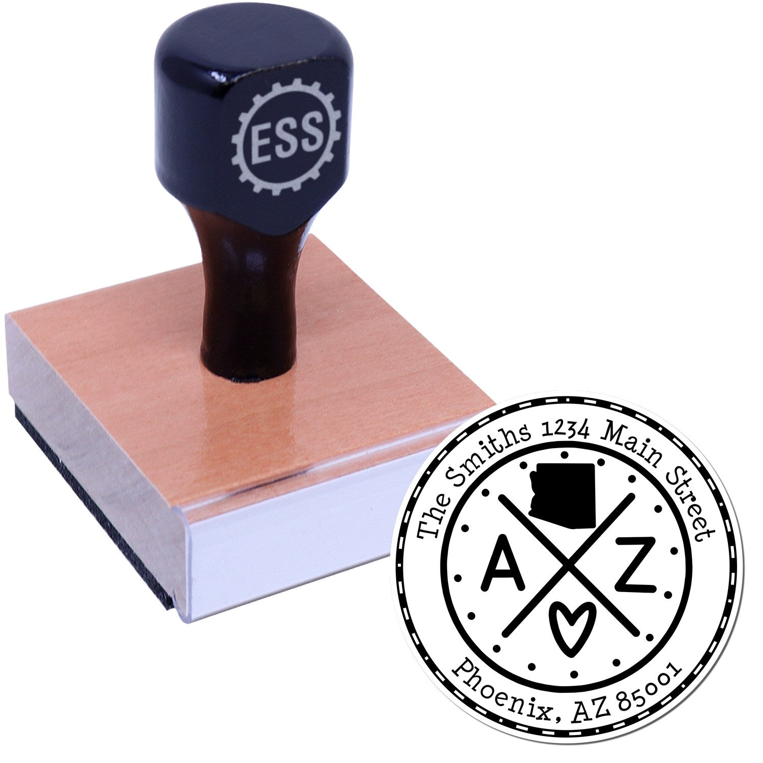 Wooden Handle Round Arizona State Cross Customized Mail Address Rubber Stamp