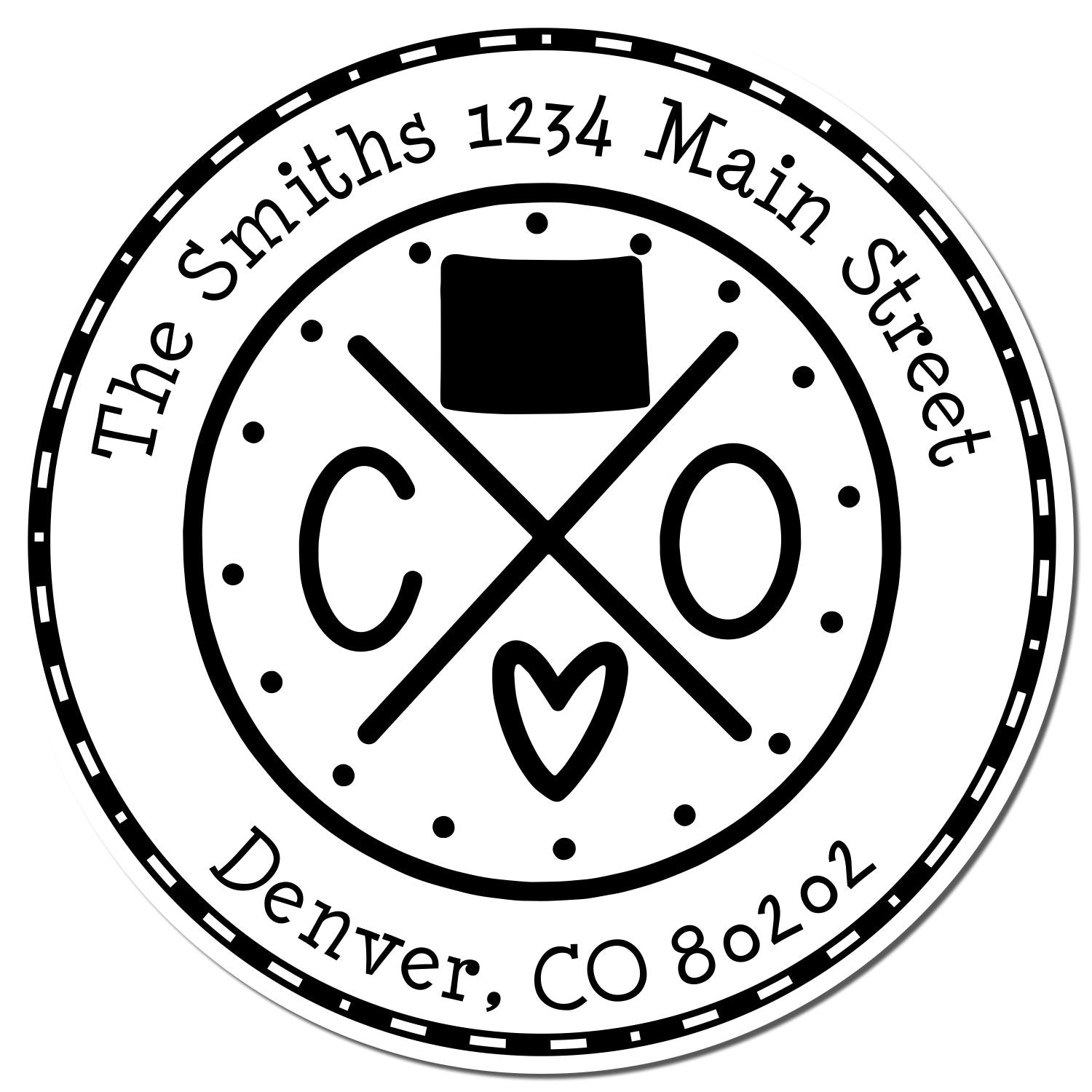 Self-Inking Round Colorado State Cross Customizable Name and Address Stamp