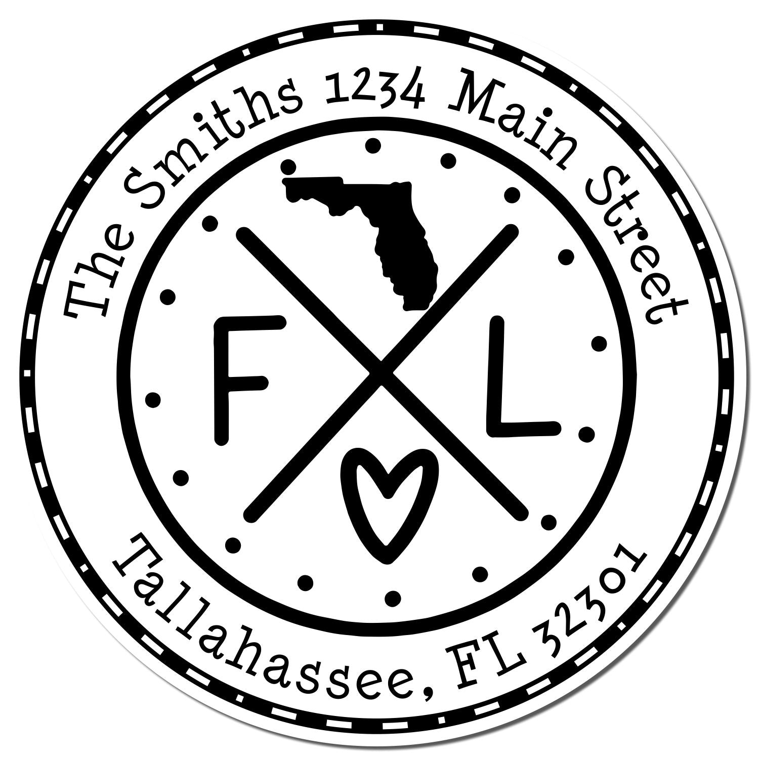 Round PSI Florida State Cross Customizable Address Label Pre-Inked Stamp