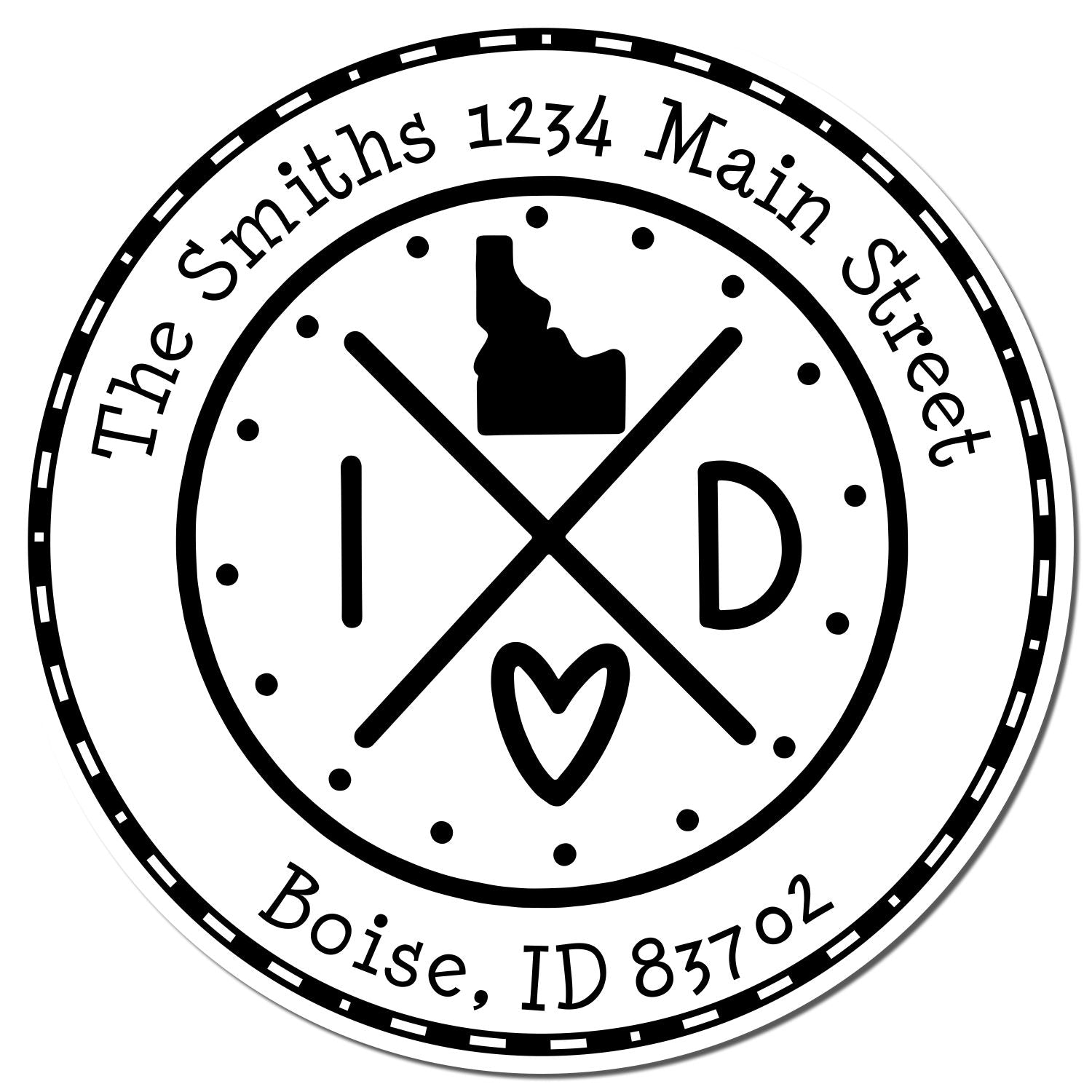 Wooden Handle Round Idaho State Cross Customized Mailing Rubber Stamp