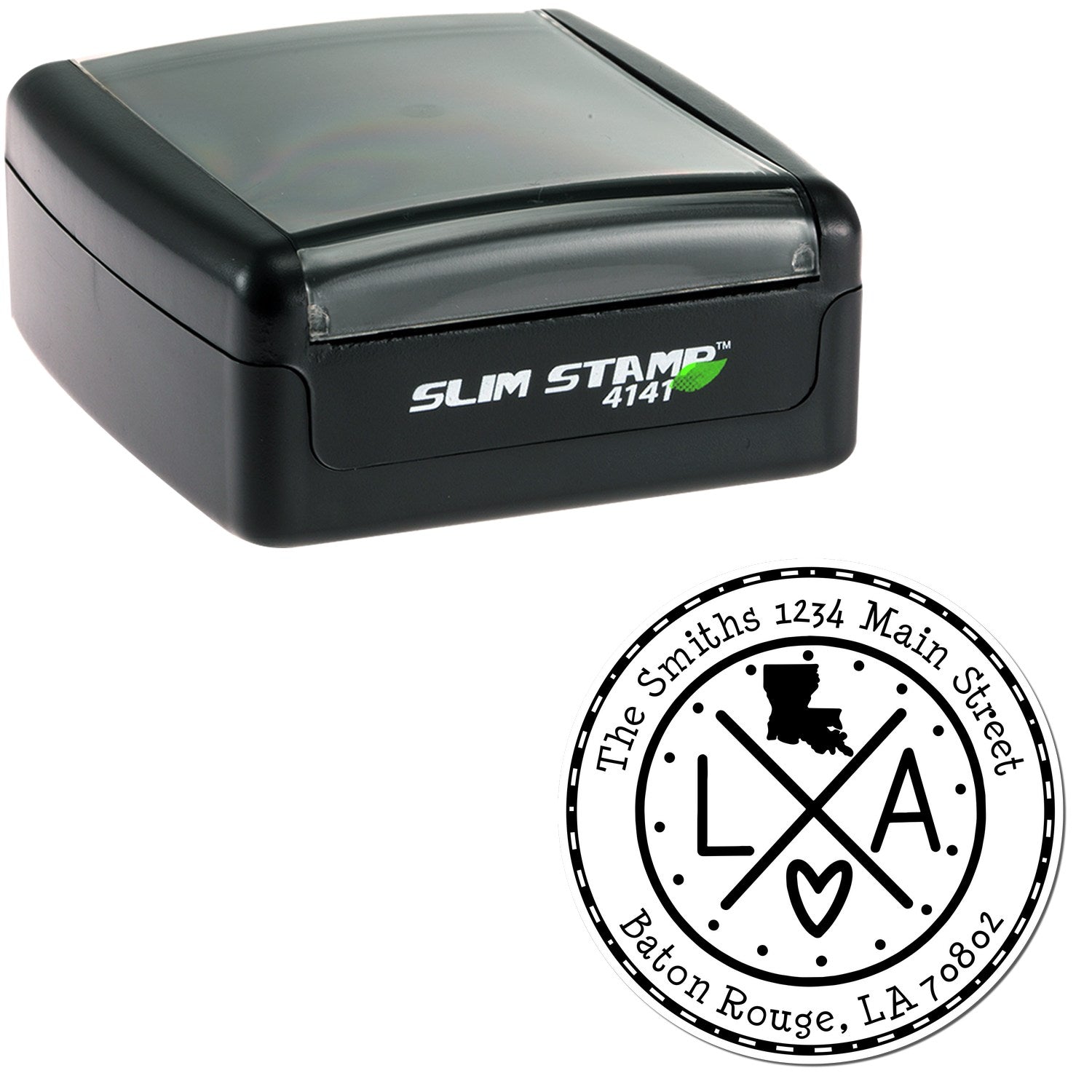 Slim Louisiana State Cross Custom Mail Address Pre-Inked Stamp