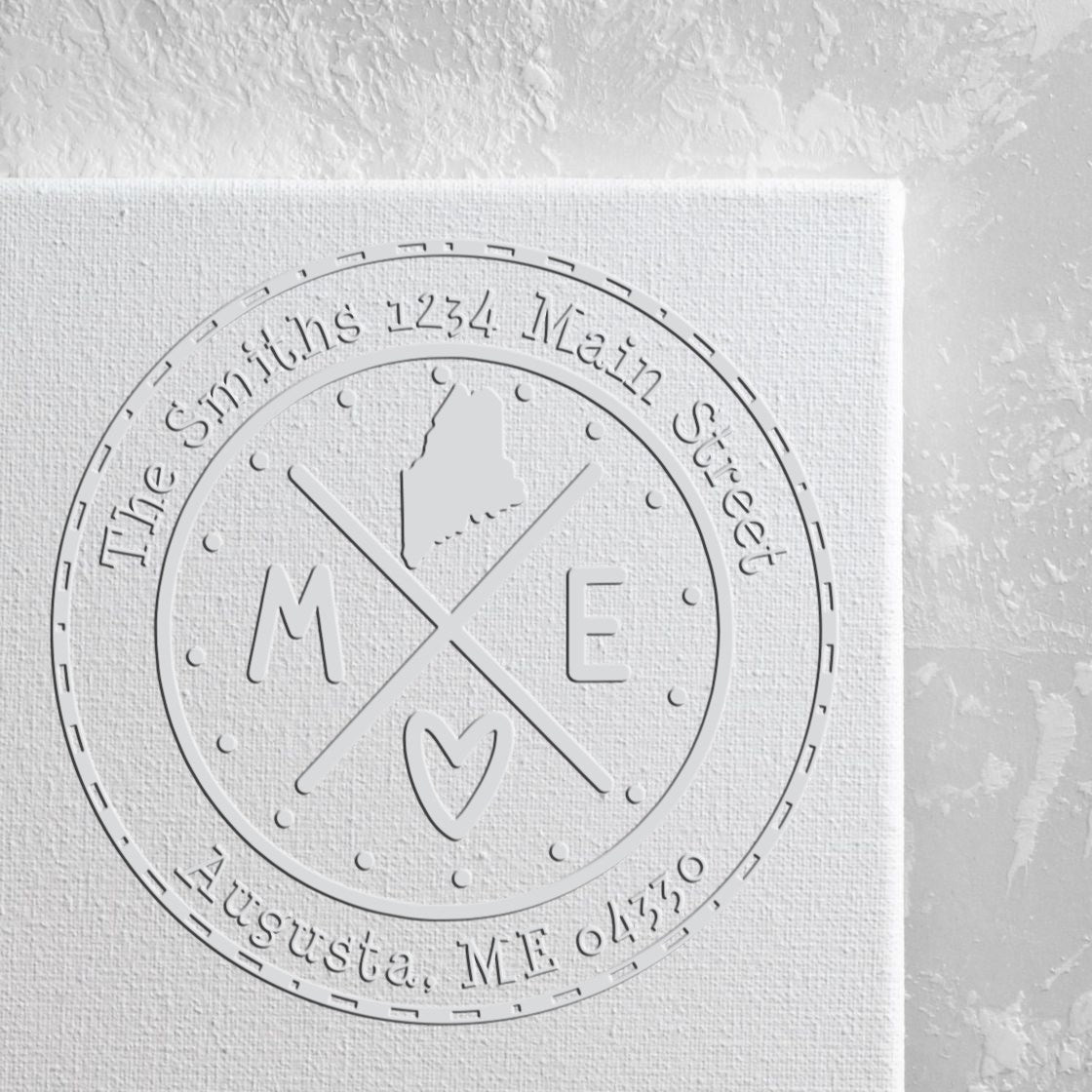 State Cross Hybrid Customizable Home Address Seal Stamp Embosser for Maine