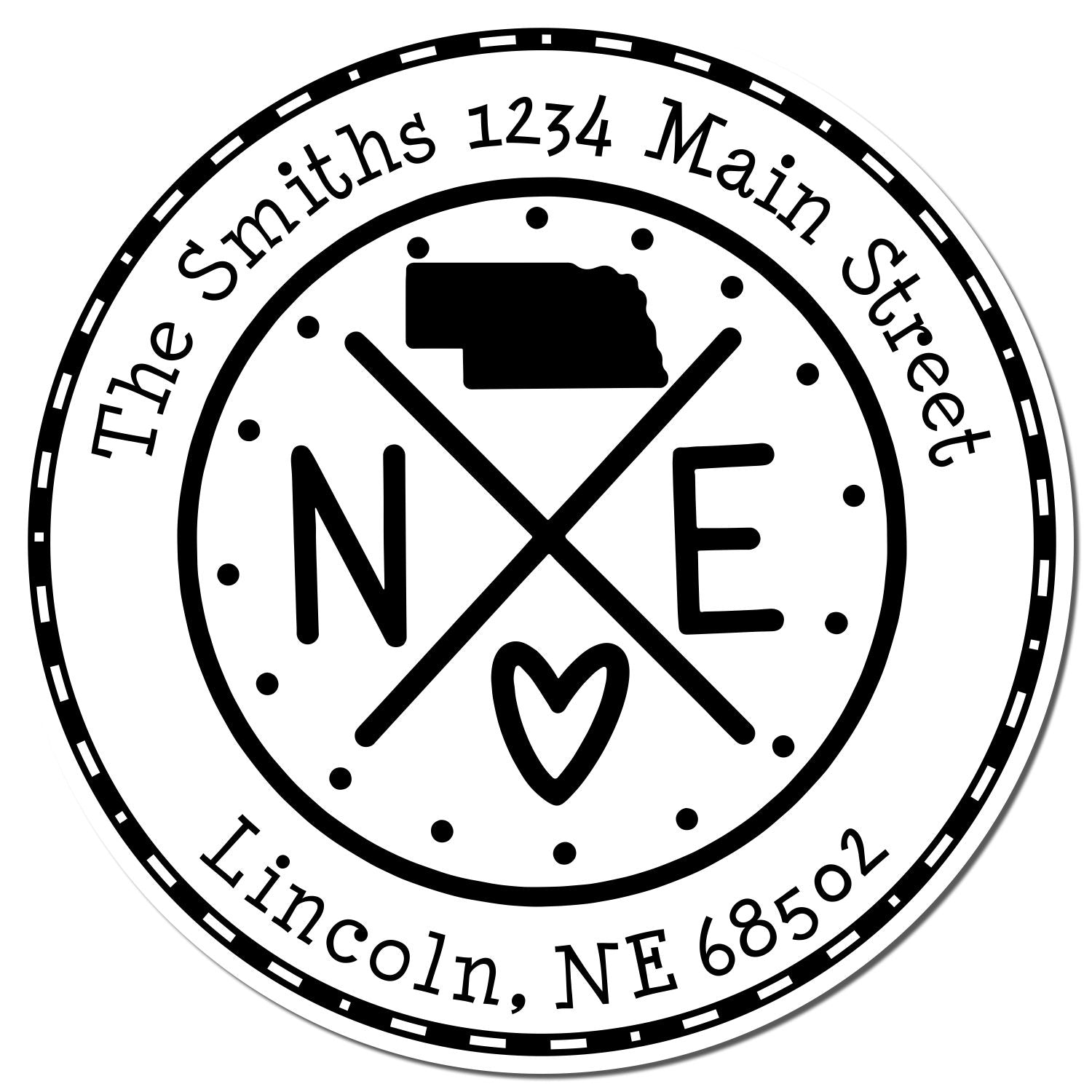 Self-Inking Round Nebraska State Cross Customized Home Address For Envelopes Stamp