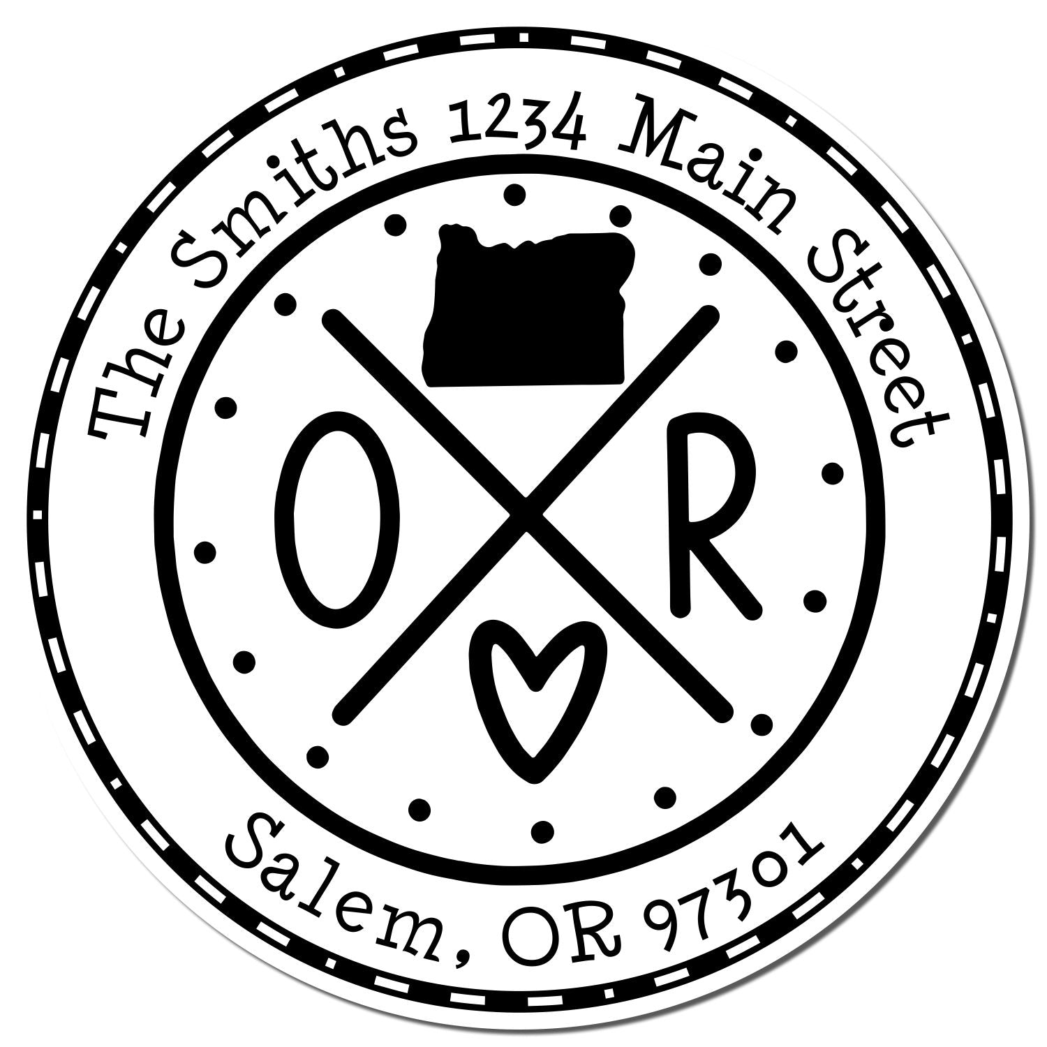 Wooden Handle Round Oregon State Cross Custom-Made Home Address Rubber Stamp