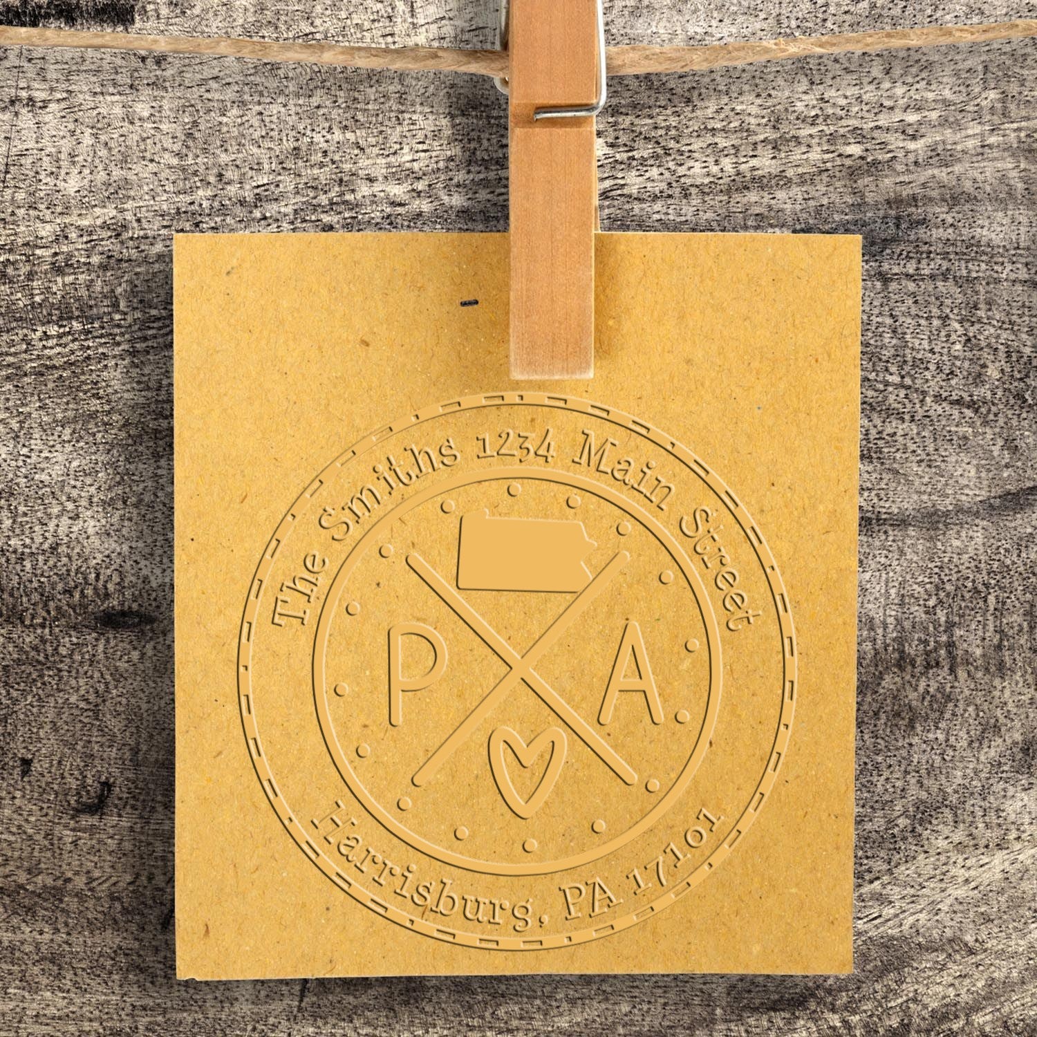 PA State Cross Custom Address Embossed Stamp - Engineer Seal Stamps