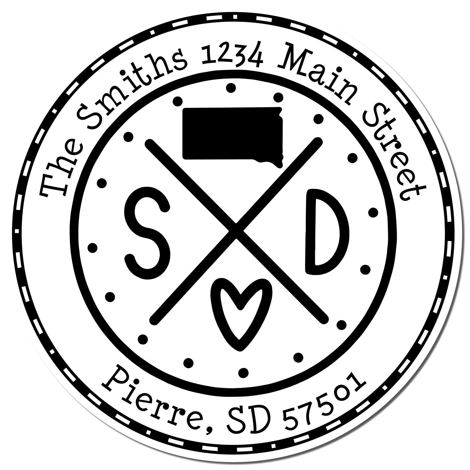 Round PSI South Dakota State Cross Customizable New Address Stamper