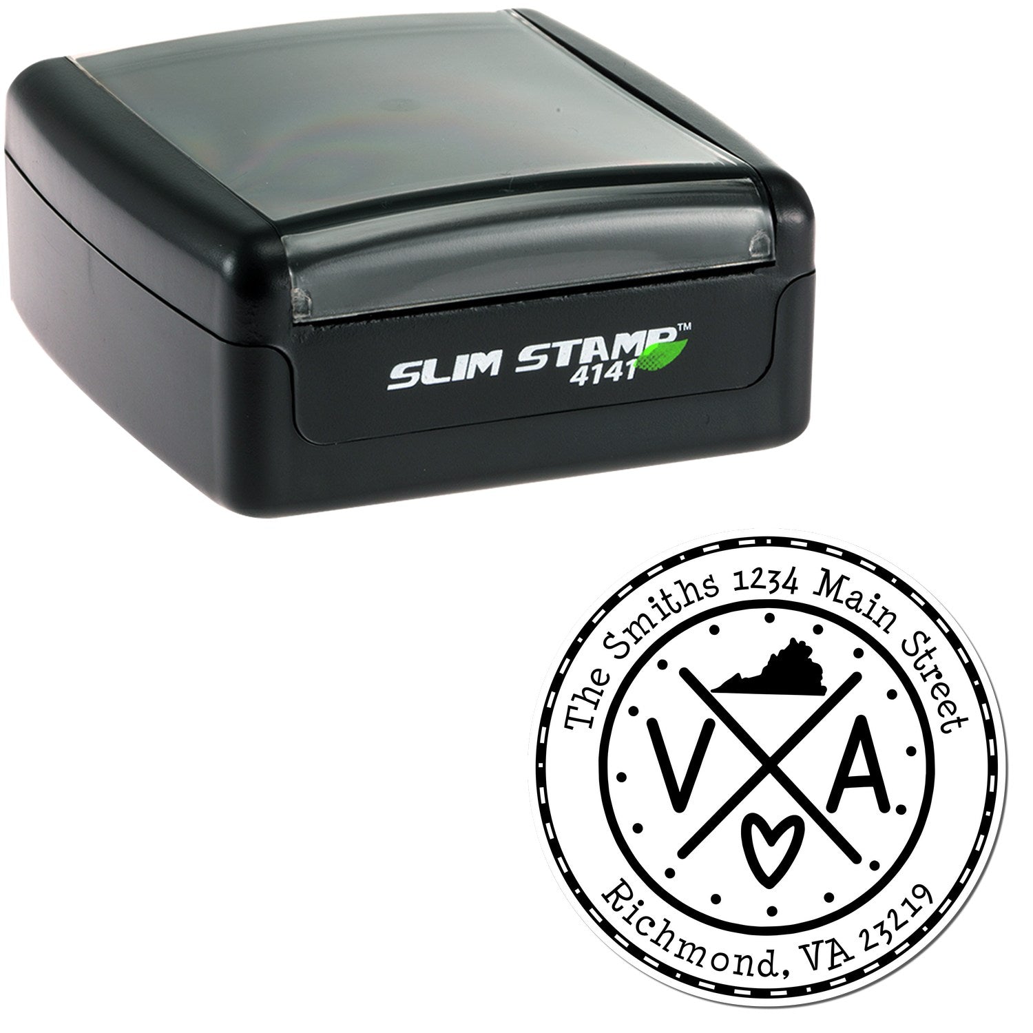 Slim Virginia State Cross Customizable Address Pre-Inked Stamp