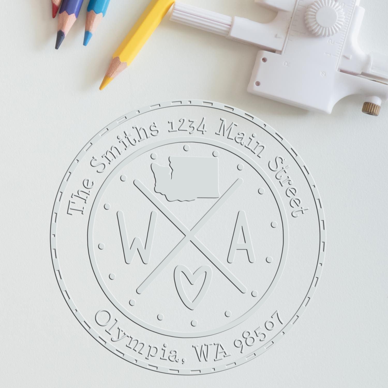 State Cross Hybrid Customizable Address Return Embossing Stamp for Washington