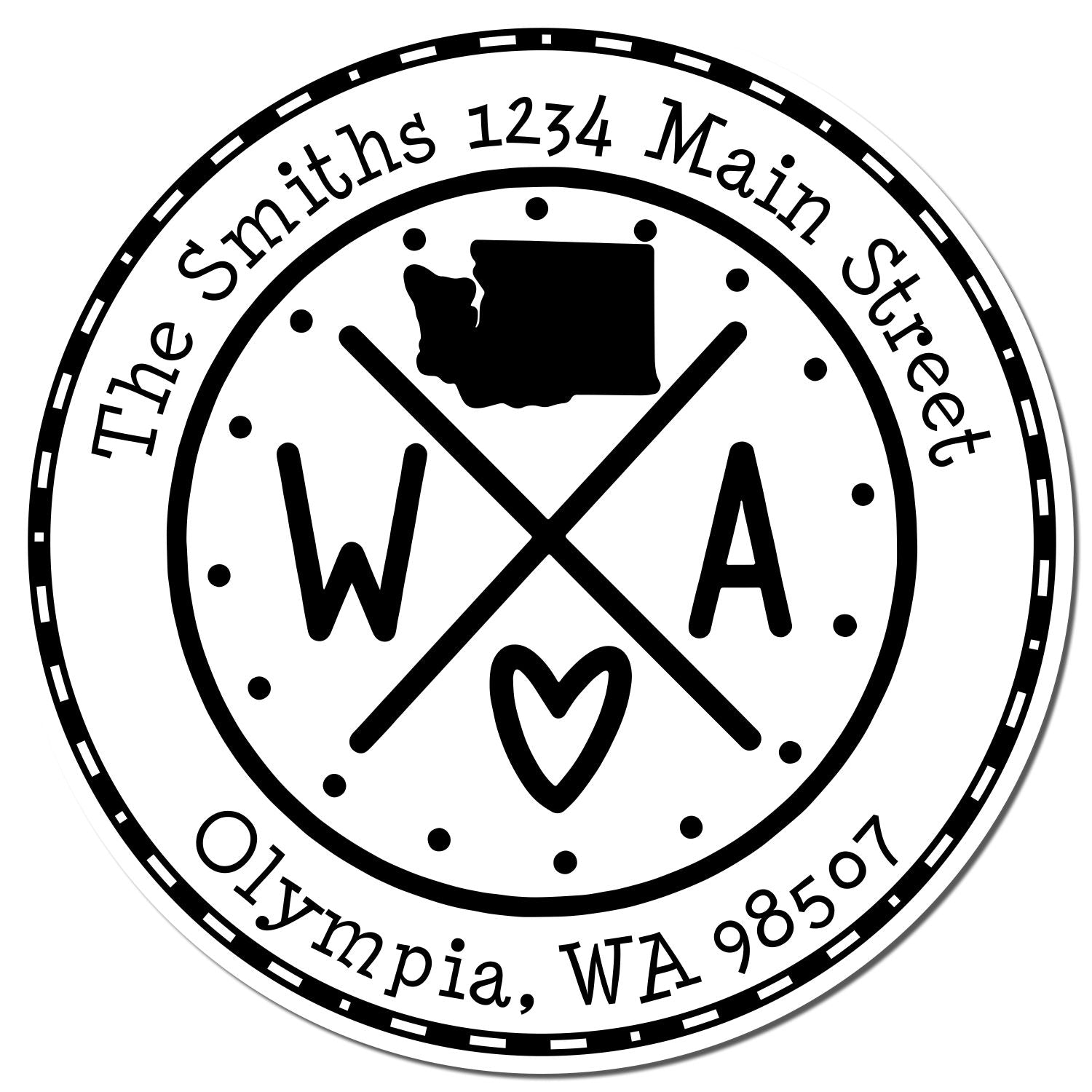 Wooden Handle Round Washington State Cross Custom-Made Mailing Address Stamp