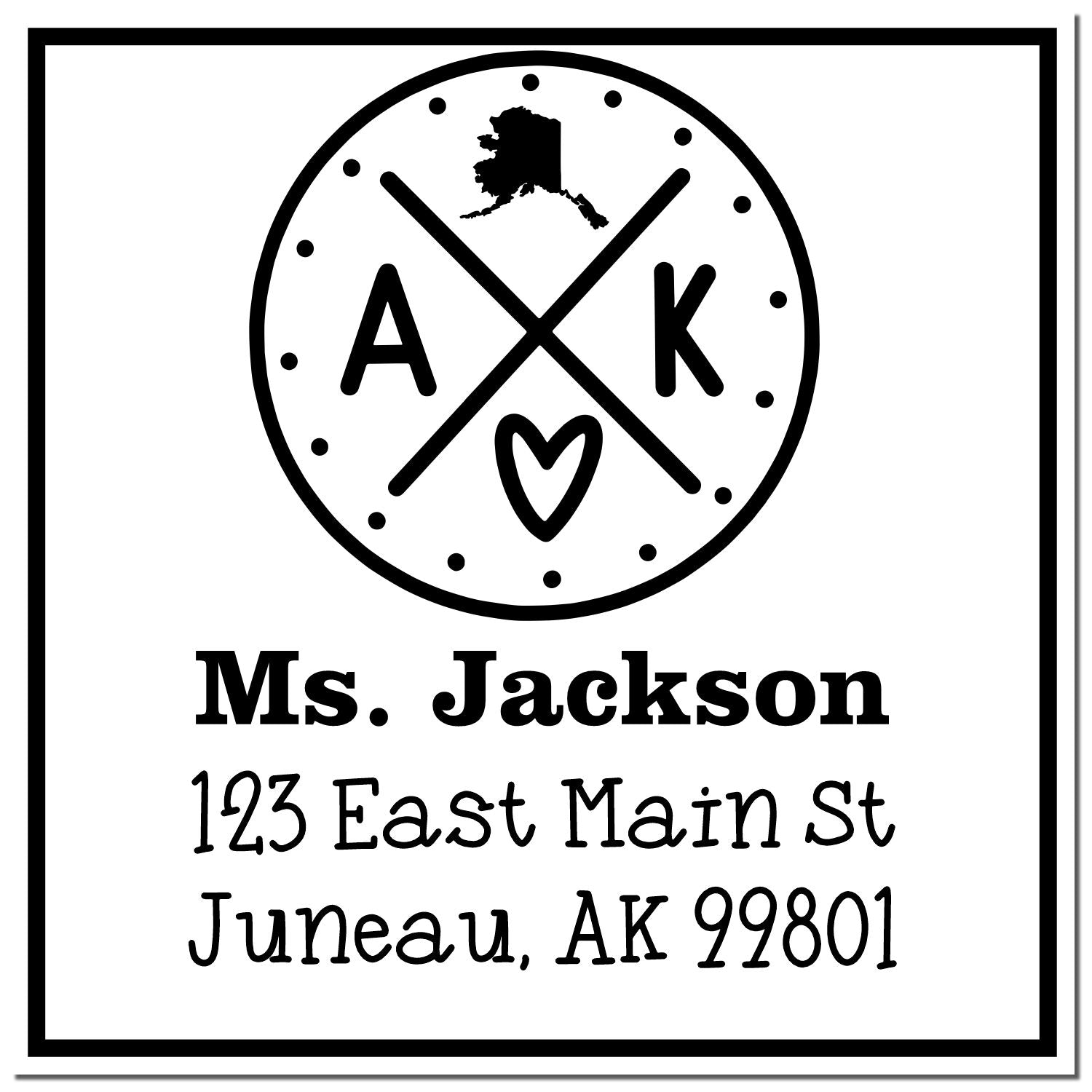 PSI Pre-Inked Alaska State Cross Customizable Address Rubber Stamp