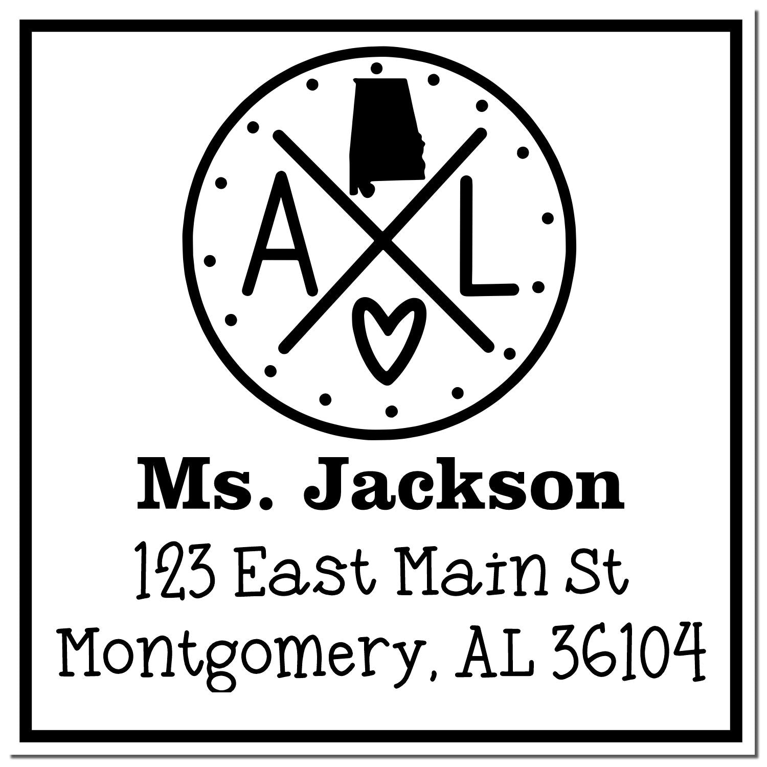 Wood Handle Alabama State Cross Customized Mailing Address Stamp