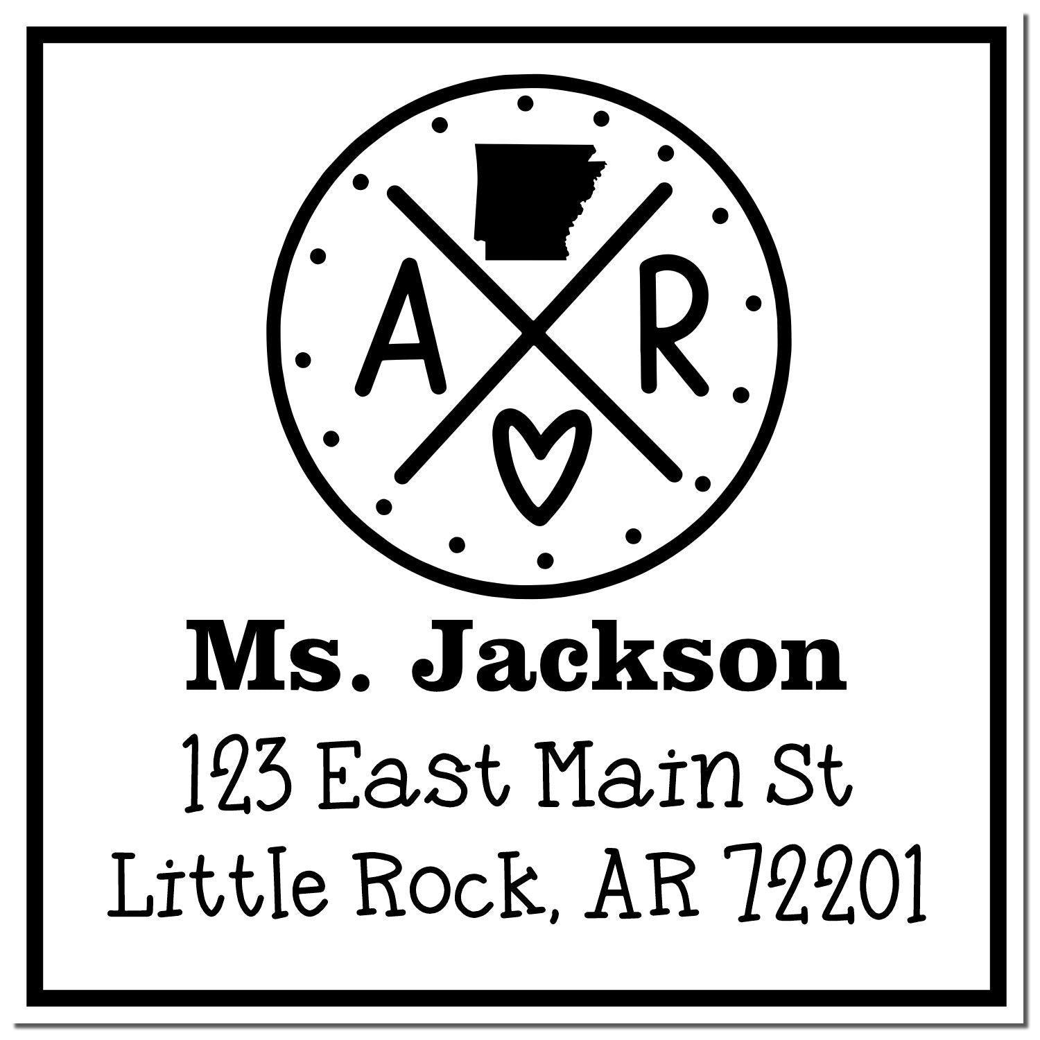 Wood Handle Arkansas State Cross Customized Mail Address Stamp